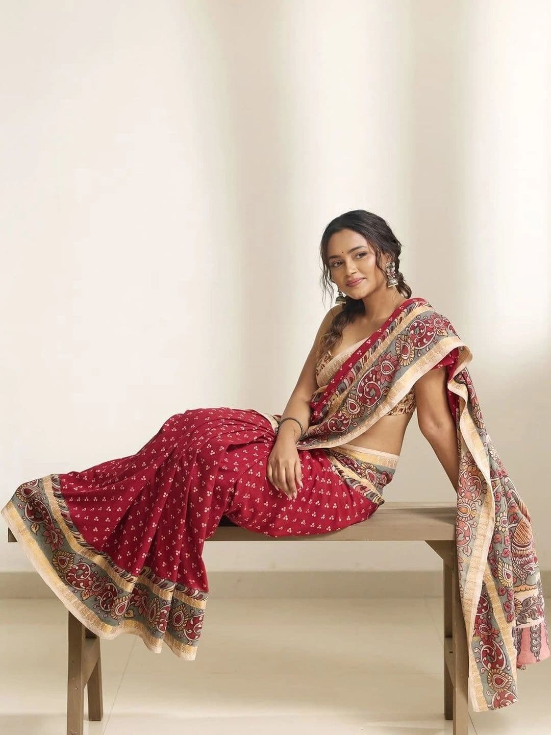 Moda Rapido Kalamkari Pure Cotton Saree thumbnail 3