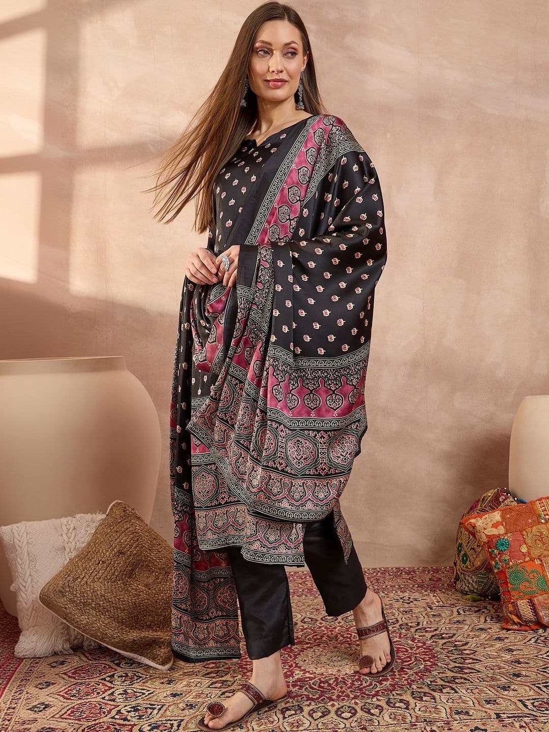 ZYVIRA Satin Unstitched Dress Material thumbnail 5