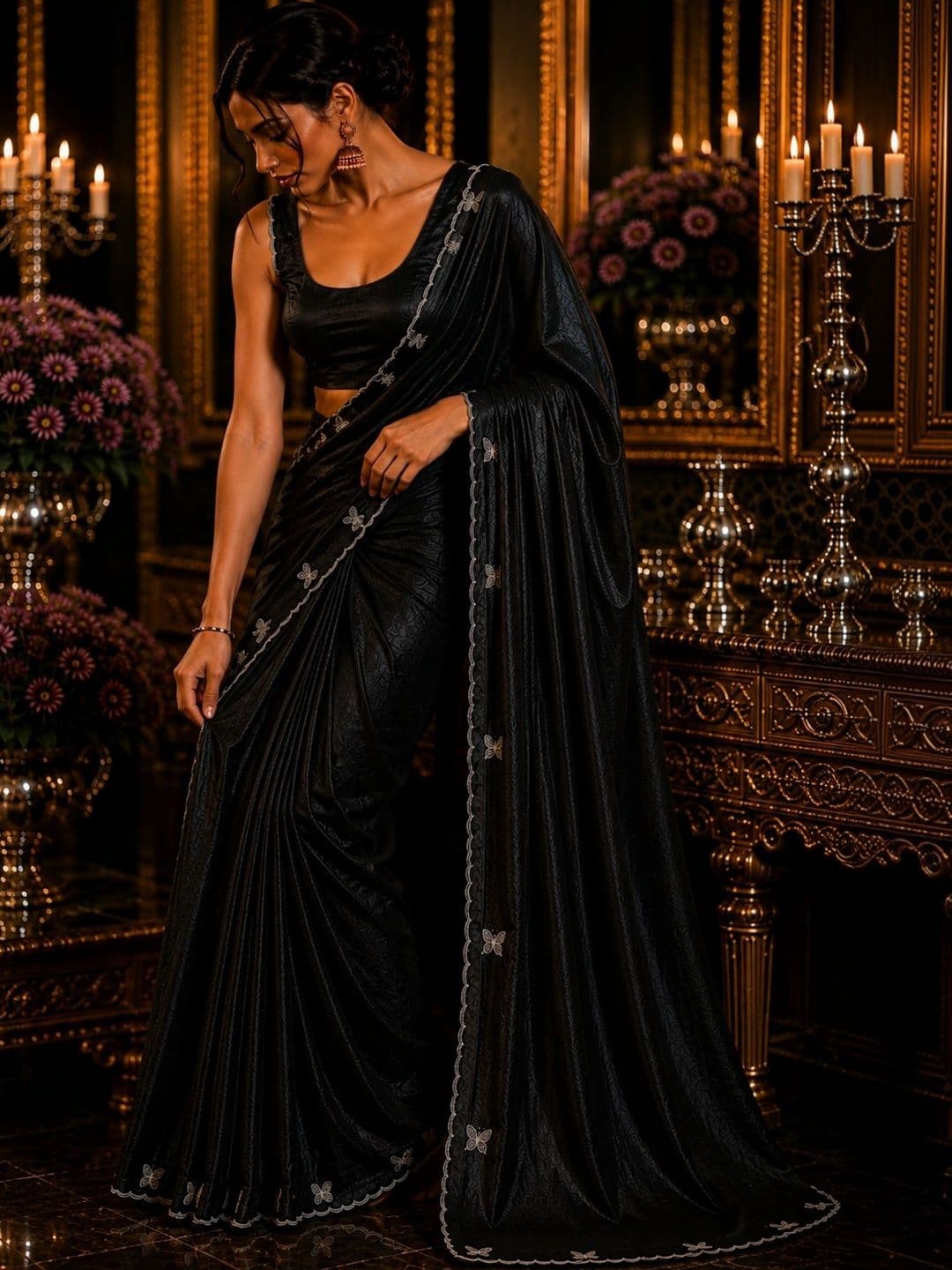 Divyanti Designs women  Embroidered Poly Chiffon Saree thumbnail 5