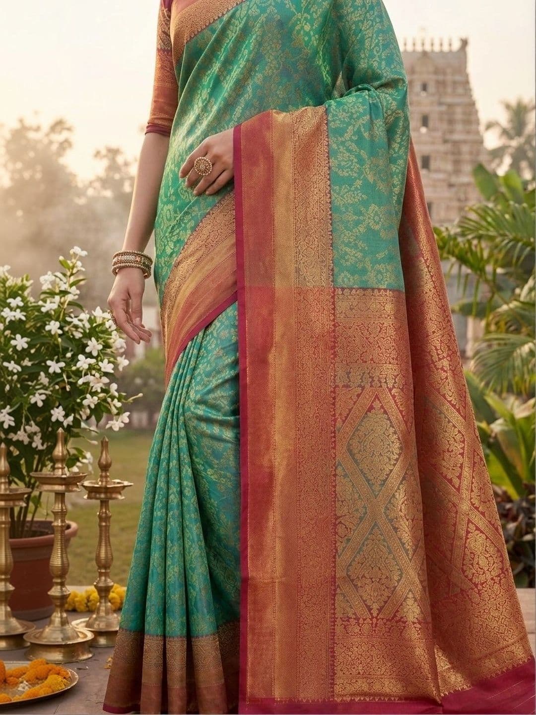 Owlsky Woven Design Zari Art Silk Kanjeevaram Saree thumbnail 4