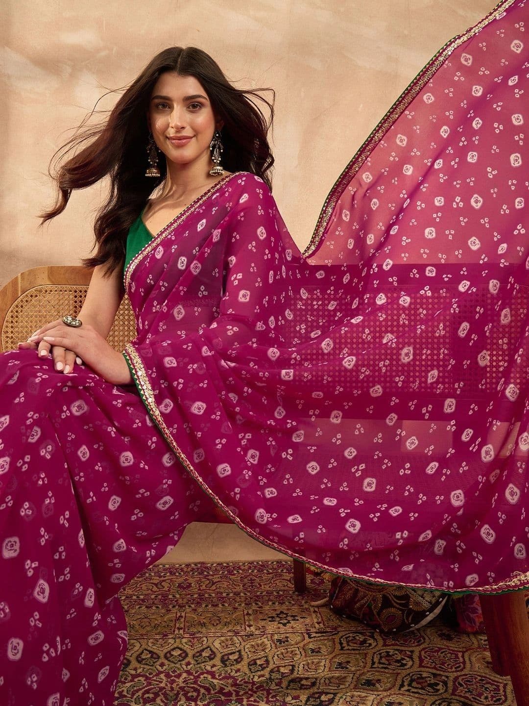 Sangria Bandhani Poly Georgette Designer Bandhani Saree thumbnail 4