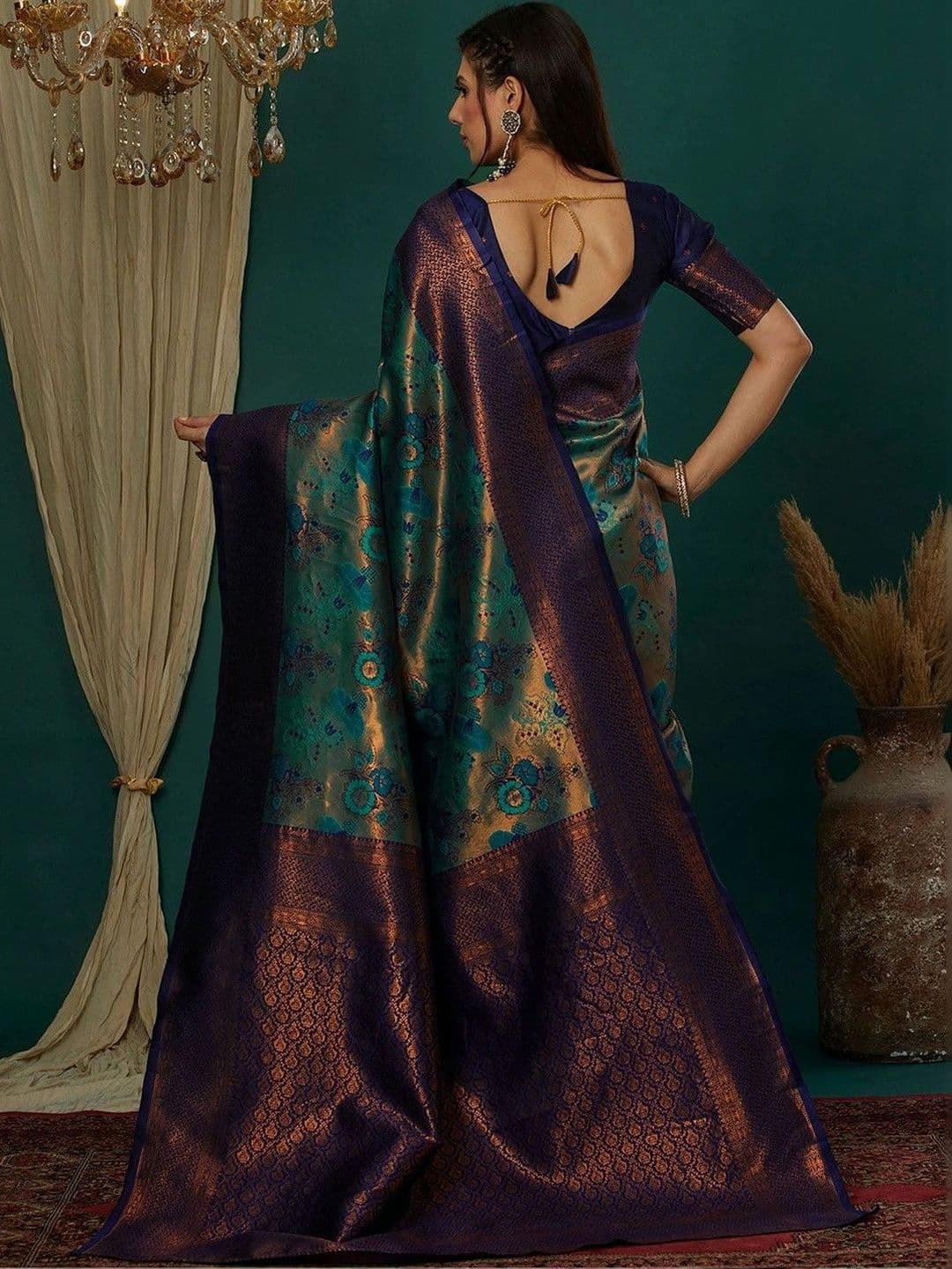 SANISA Woven Design Zari Silk Blend Saree thumbnail 5
