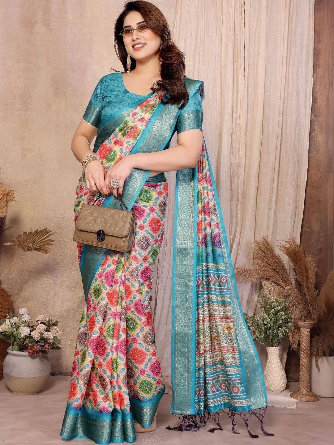 Mitera Floral Designer Saree - view 1