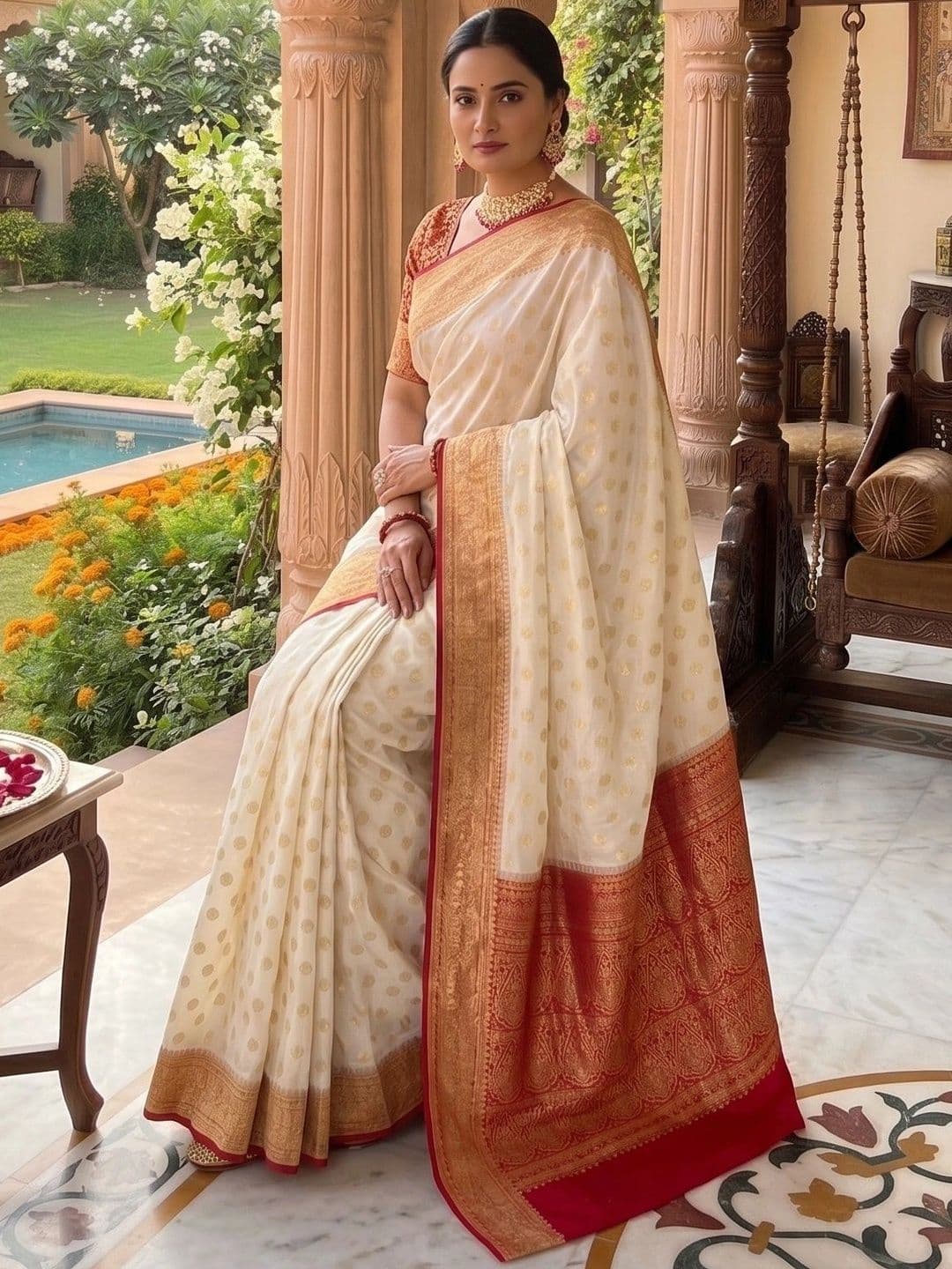 RUTVA FASHION Woven Design Zari Art Silk Banarasi Saree thumbnail 3