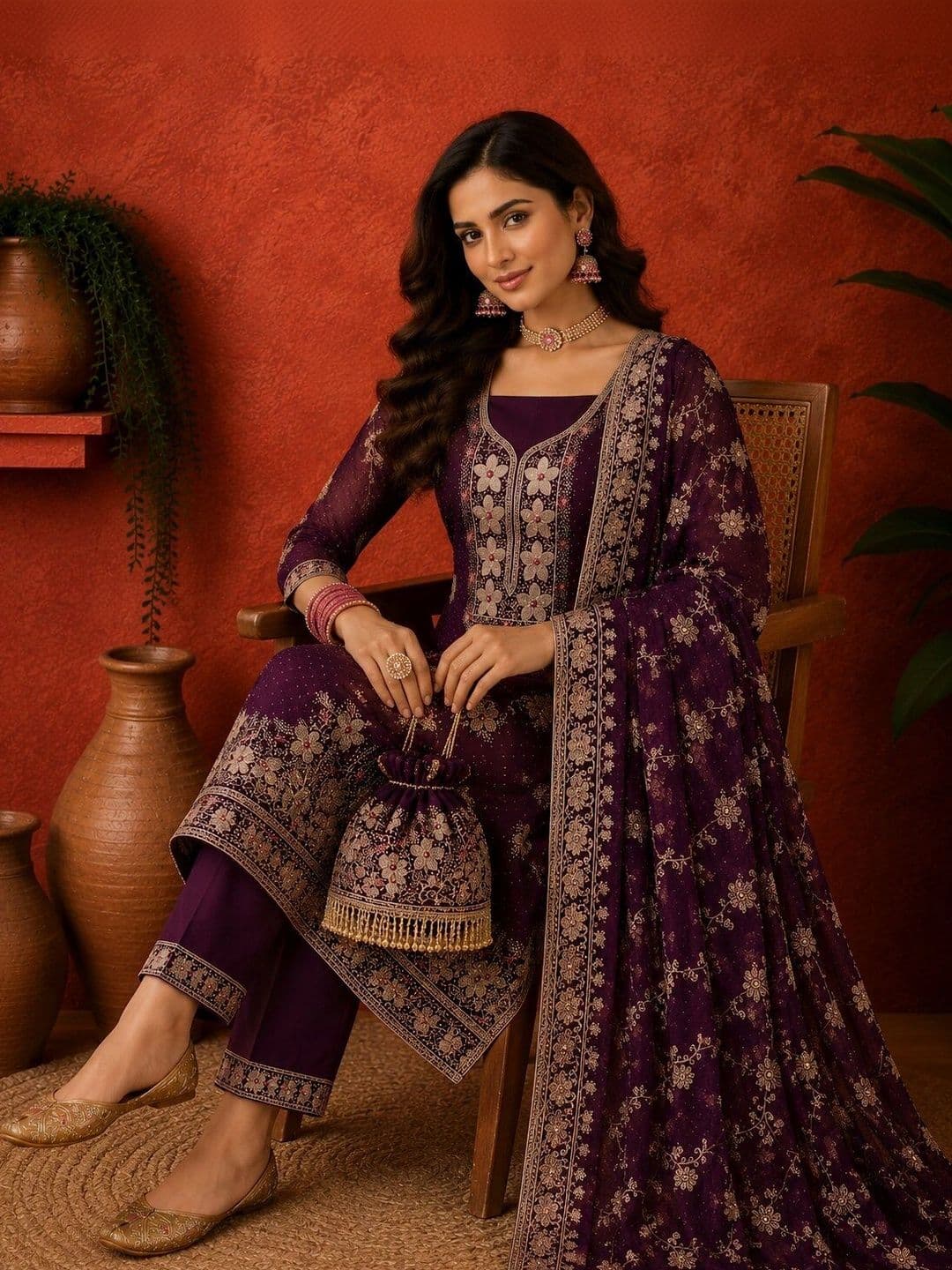 FASHCON Embroidered Unstitched Dress Material thumbnail 5