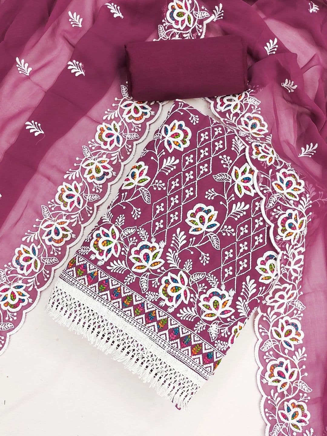 Dhaaga Ghar Embroidered Unstitched Dress Material thumbnail 3