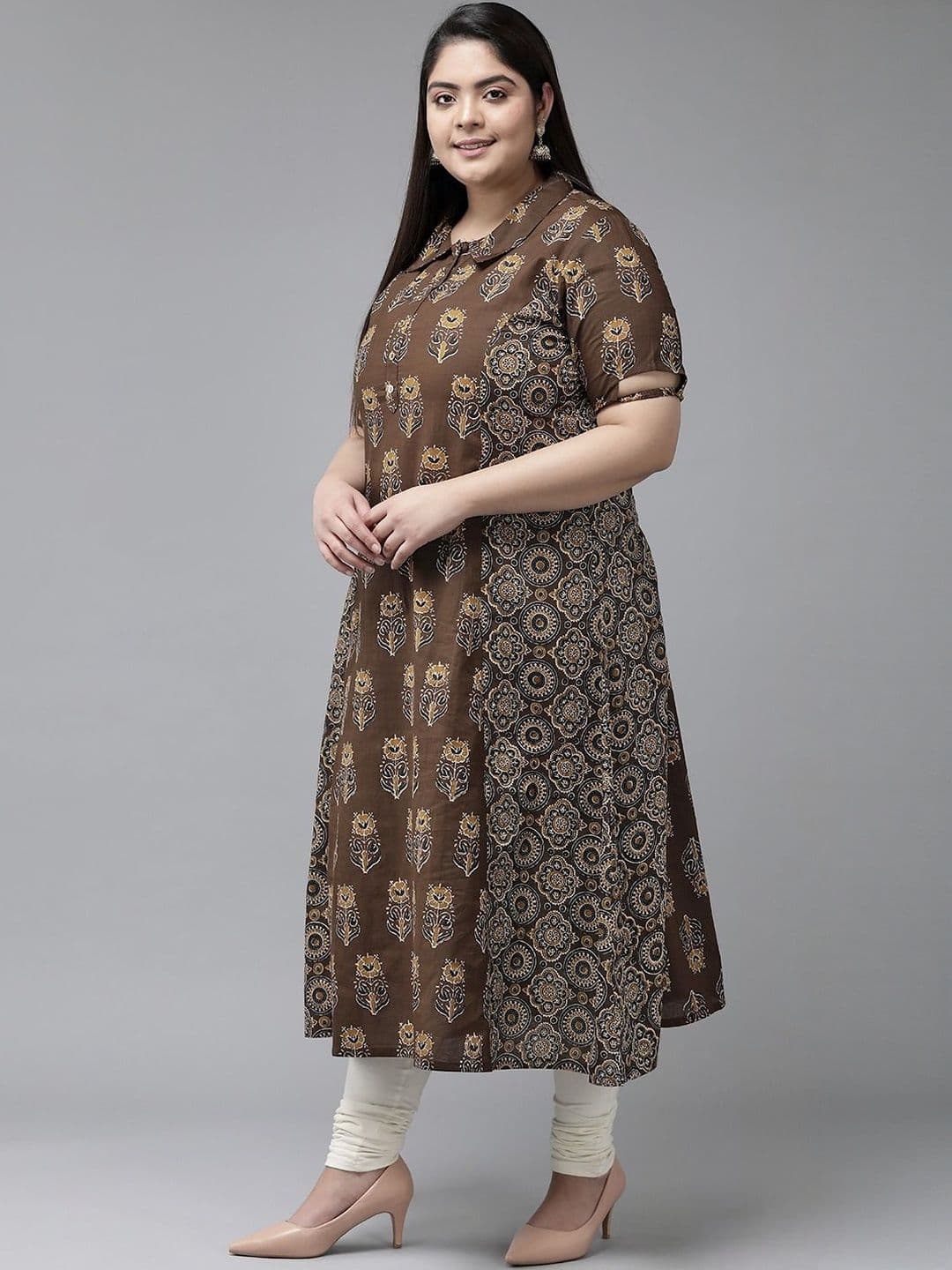 KALINI Women Floral Cotton A-Line Kurtas thumbnail 3