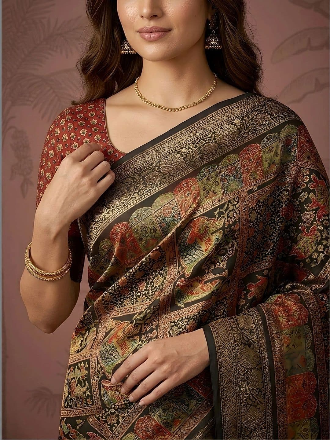 Sangria Woven Design Zari Silk Blend Saree thumbnail 3