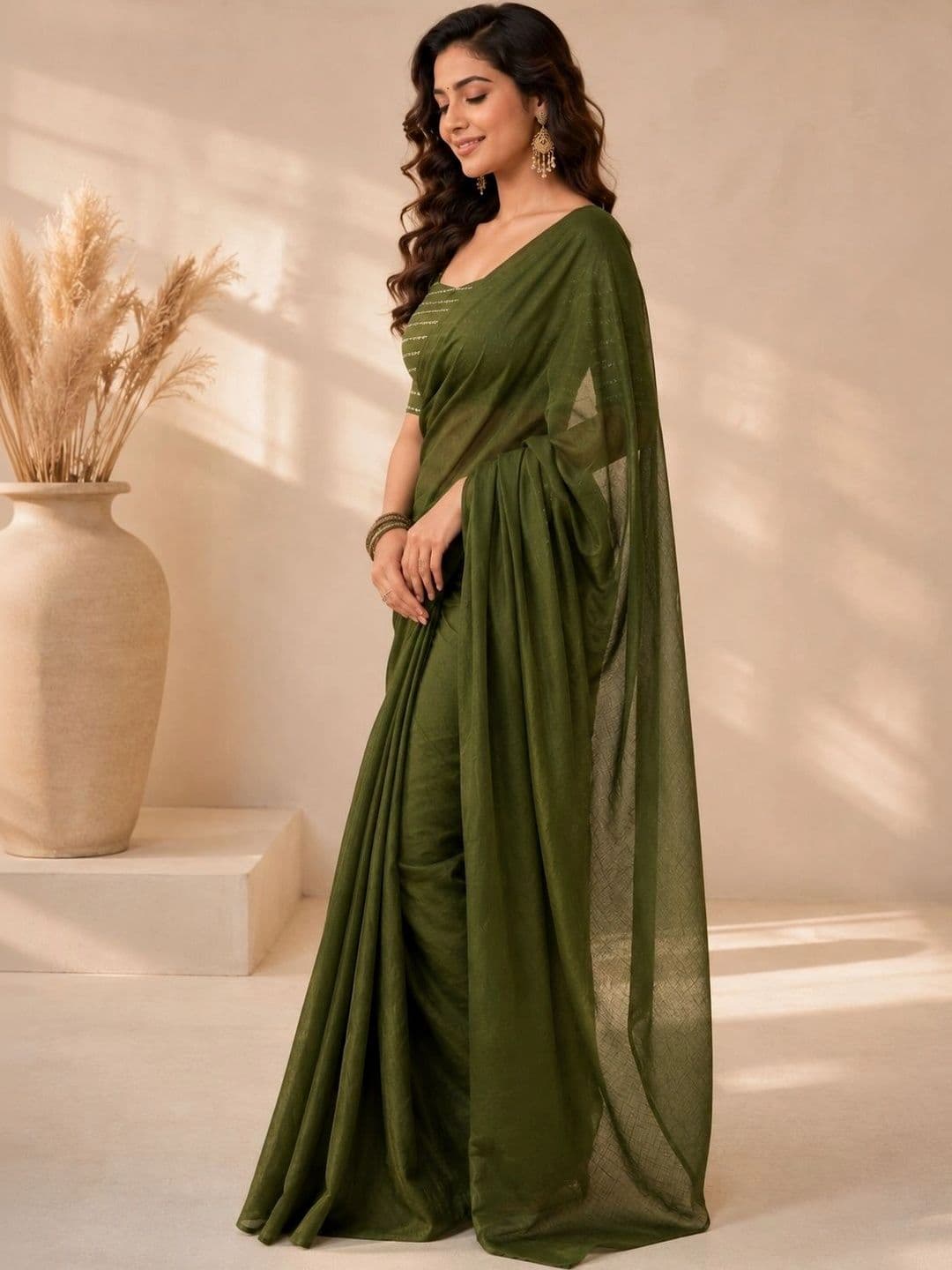 DEVI FASHIONS LLP Poly Crepe Saree thumbnail 4