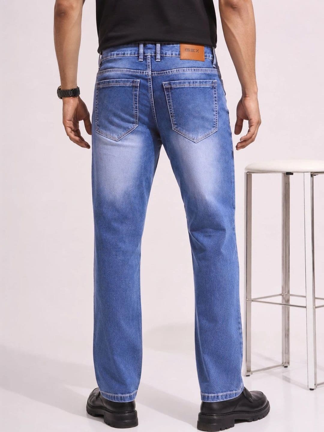GEX Men Jean Regular Fit Mid-Rise Low Distress Stretchable Jeans thumbnail 4