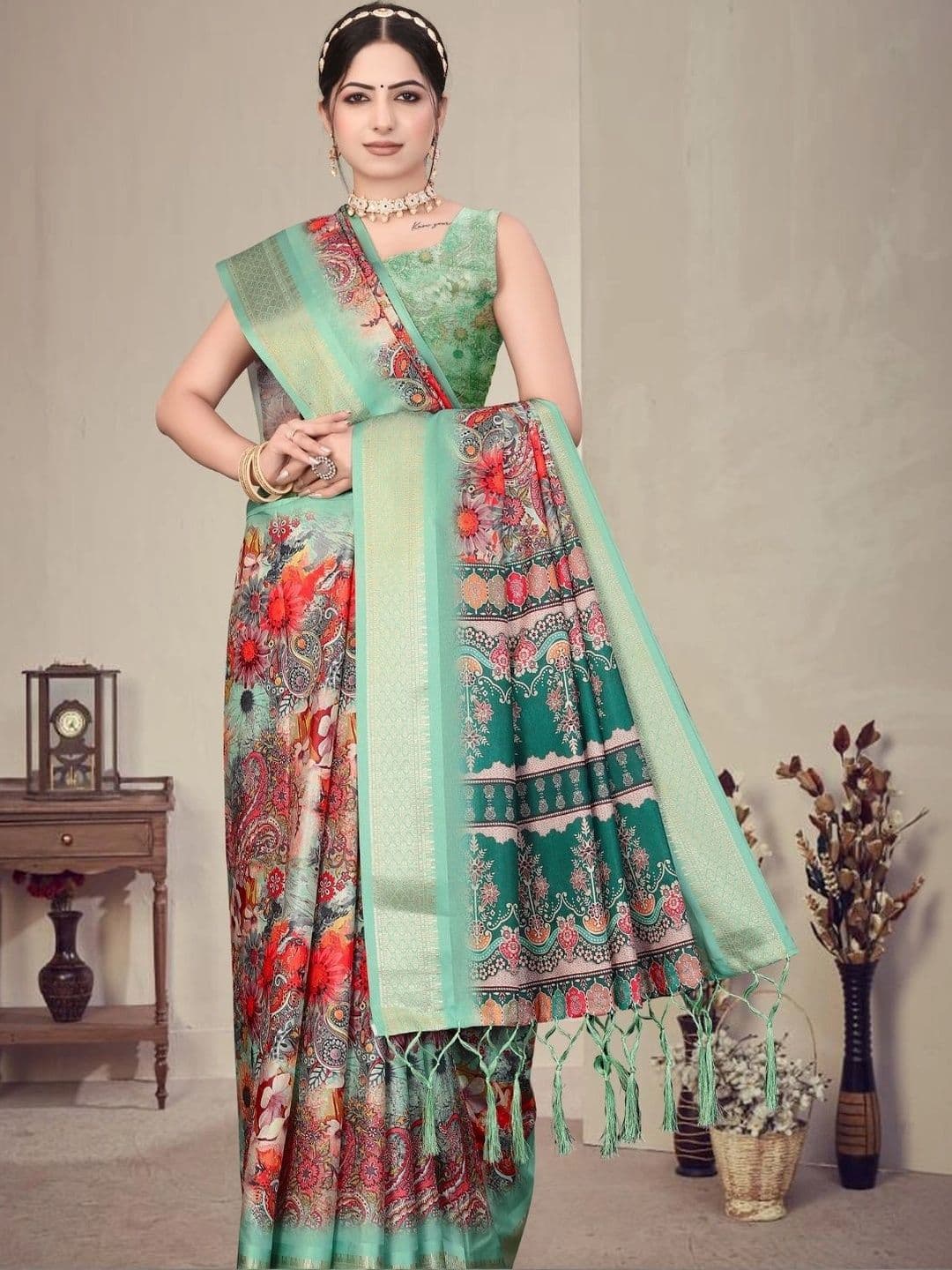 Mitera Floral Designer Saree - view 1