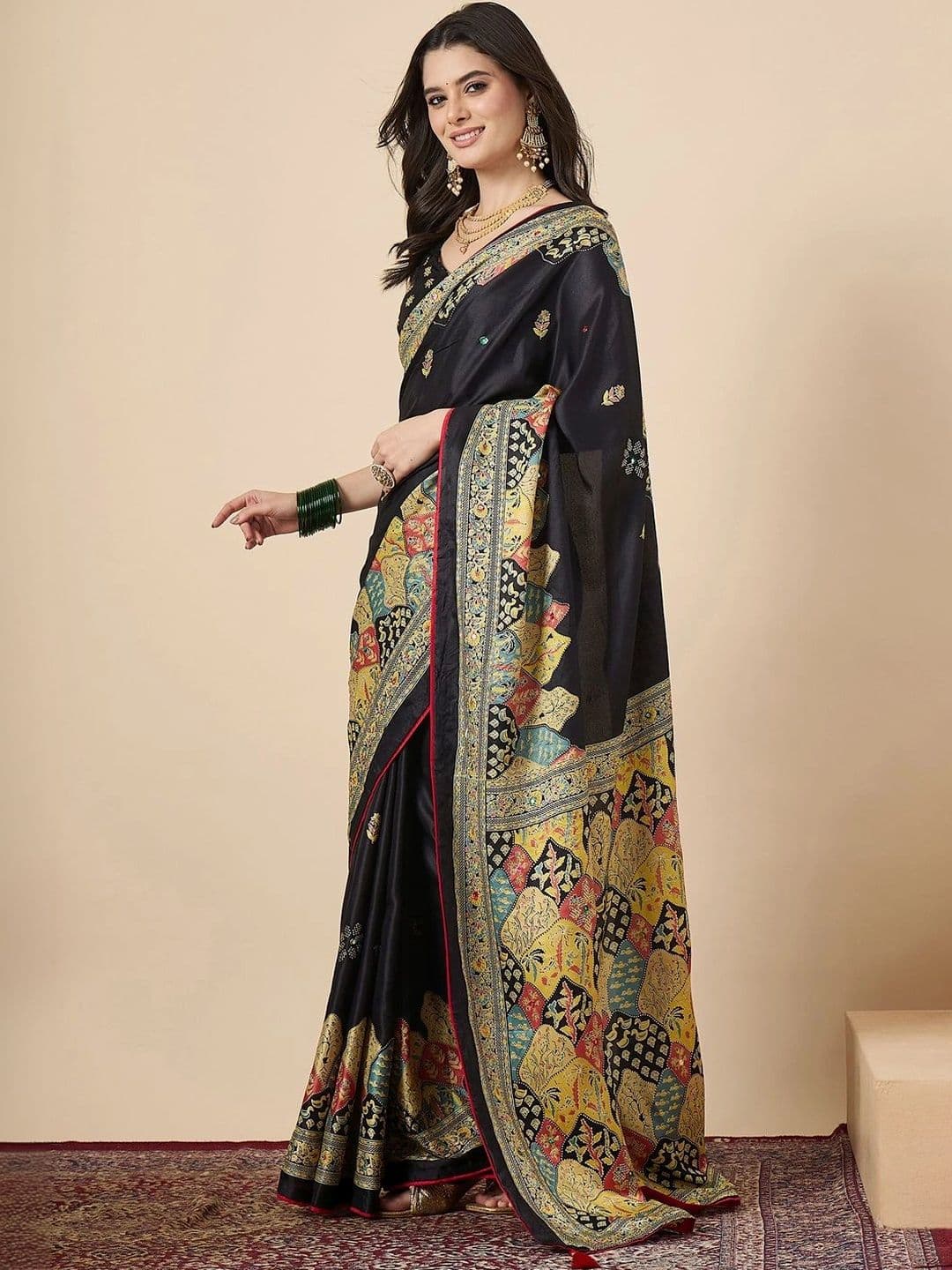 Sangria Ethnic Motifs Embroidered Poly Georgette Designer Saree thumbnail 6