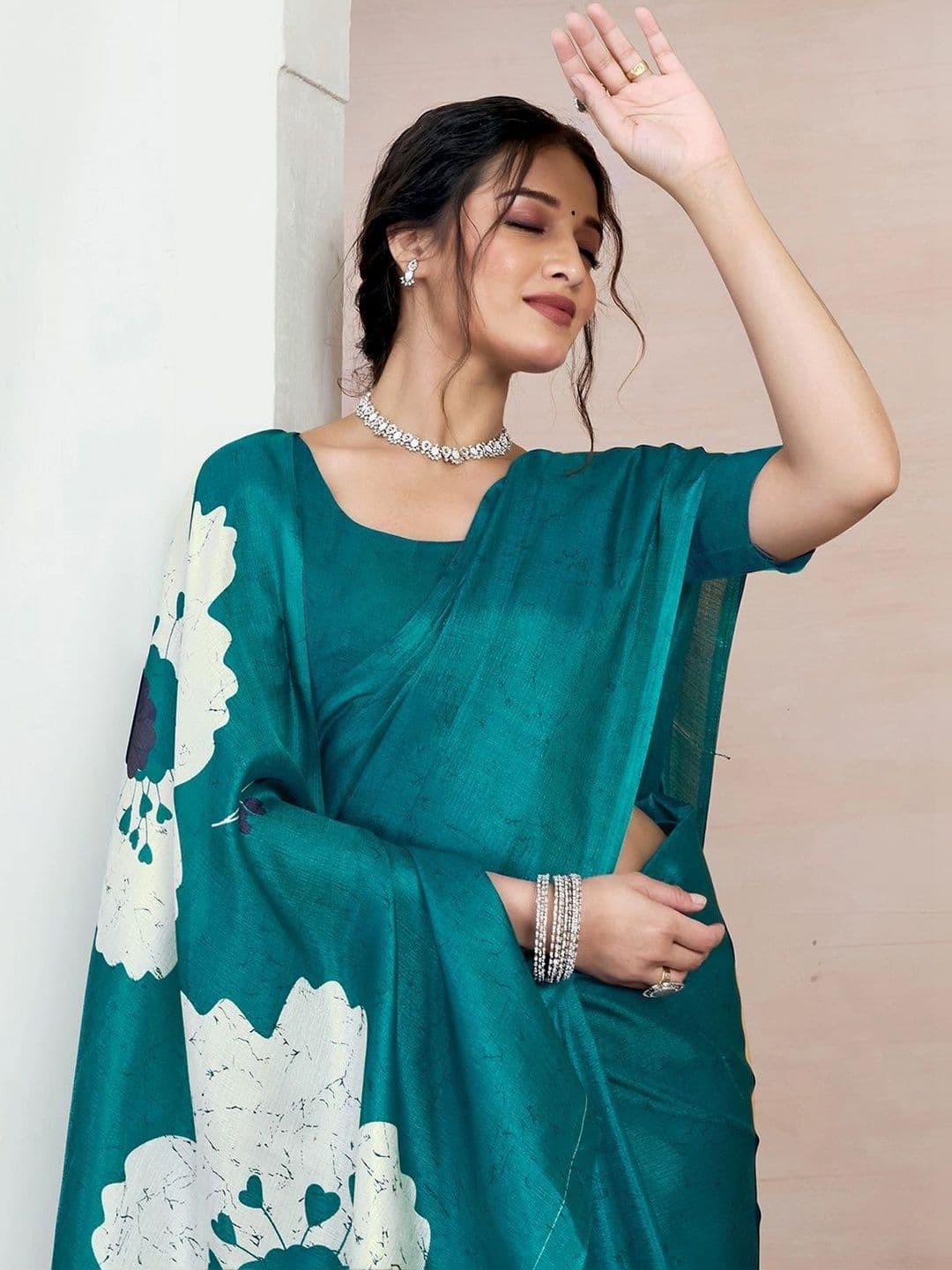 SANISA Floral Pure Cotton Saree thumbnail 5