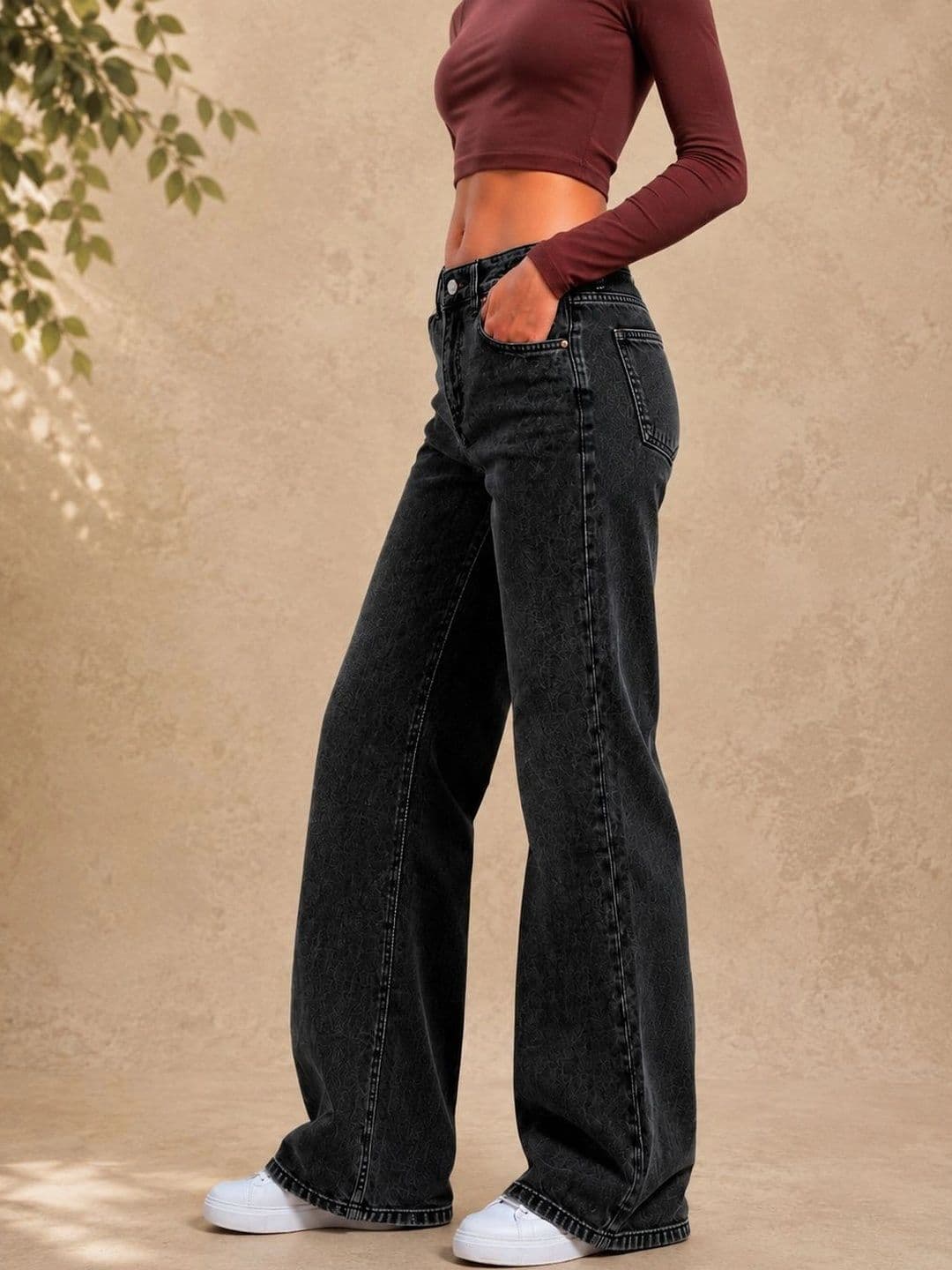 DressBerry Women Comfort Wide Leg High-Rise Light Fade Acid Wash Stretchable Jeans thumbnail 2