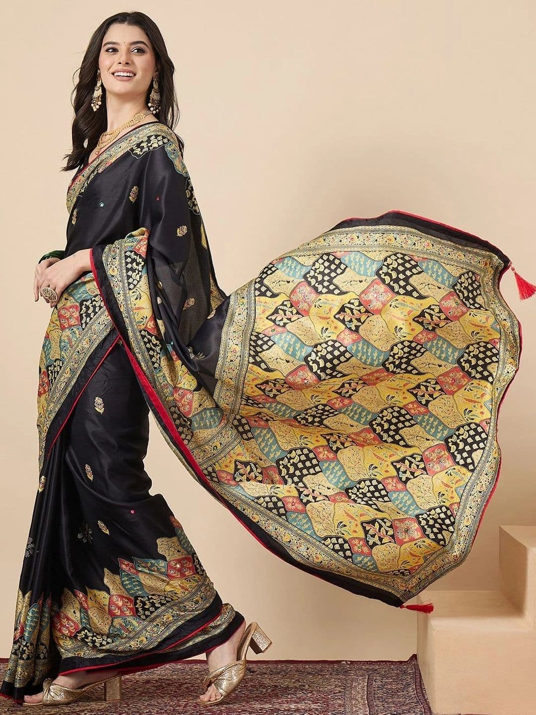 Sangria Ethnic Motifs Embroidered Poly Georgette Designer Saree thumbnail 7