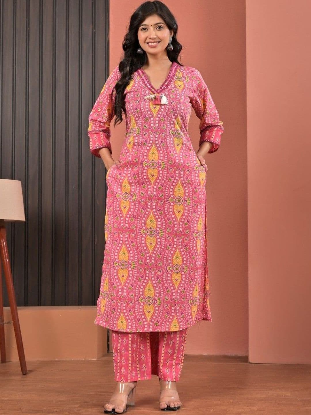 Yashee Women Ethnic Motifs Printed Regular Pure Cotton Kurta with Trousers & With Dupatta thumbnail 5