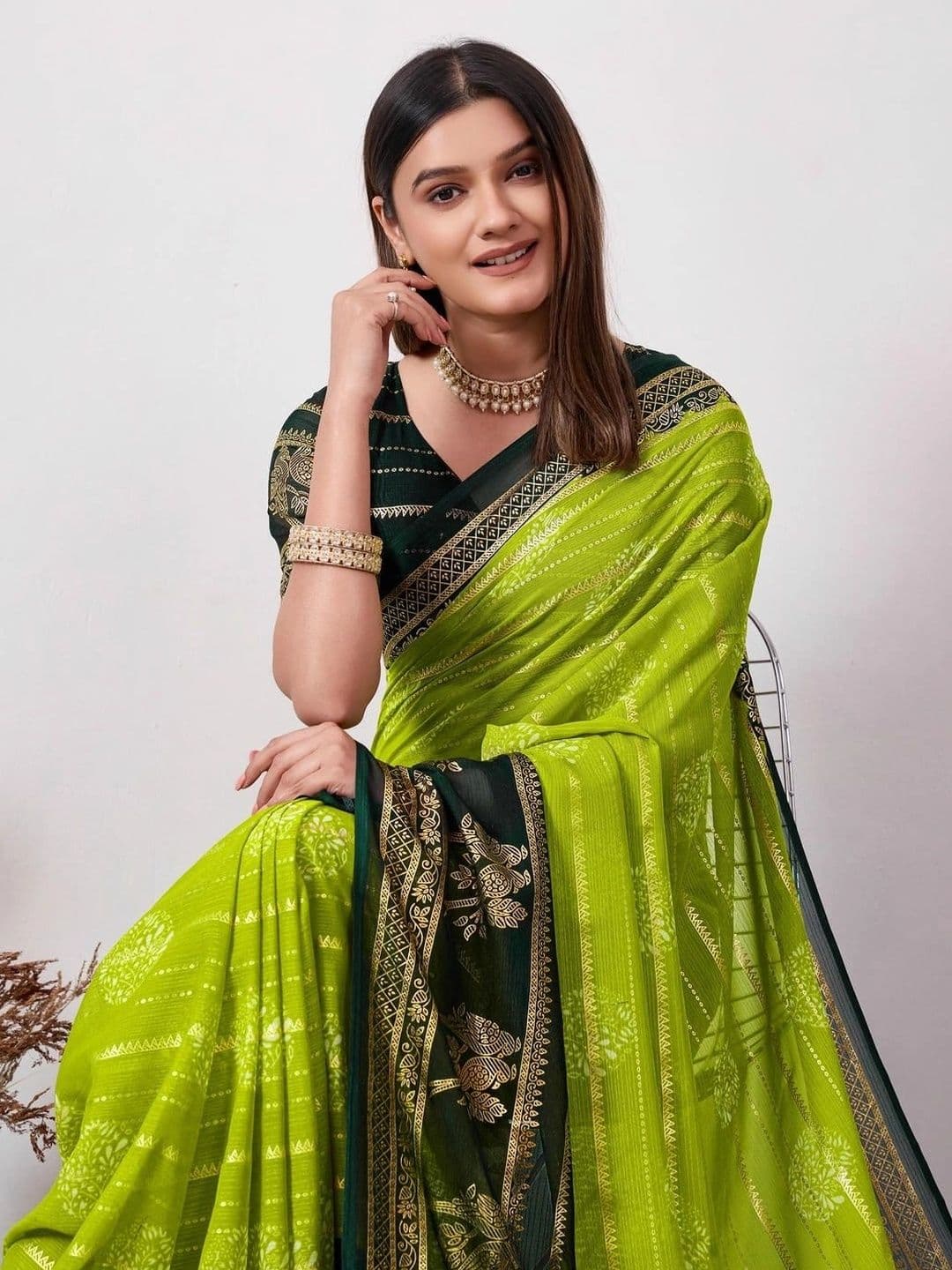 Pixie lane Zari Pure Georgette Paithani Saree thumbnail 5