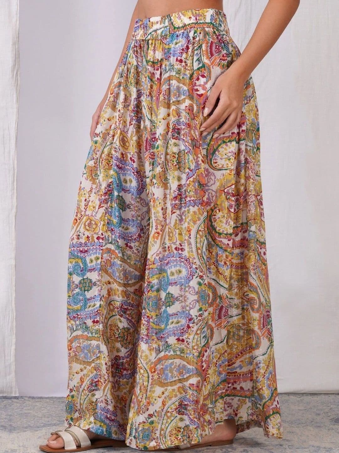zuri Women Georgette Paisley Bohemian Maxi Flared Skirt thumbnail 4