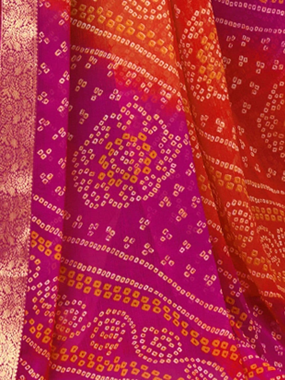 SANISA Bandhani Pure Chiffon Saree thumbnail 4