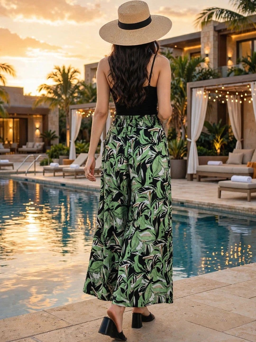 DIVYABHUMI FASHION Women Floral Printed Crepe Palazzos thumbnail 3