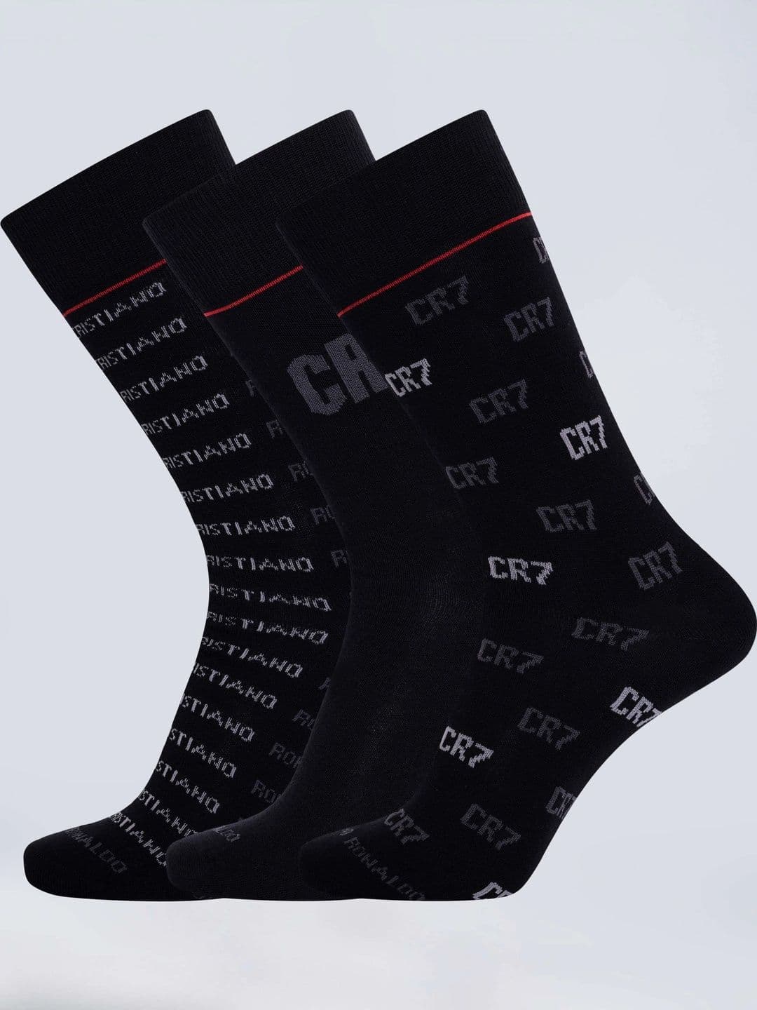 CR7 Cristiano Ronaldo Men Pack of 3 Cotton Assorted Patterned Above Ankle Socks - view 1