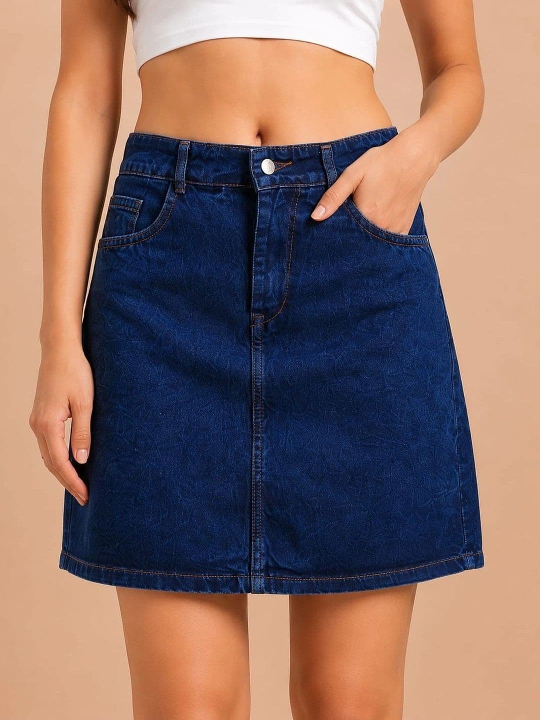 Mast & Harbour Women Denim Above Knee A-Line Skirt thumbnail 3