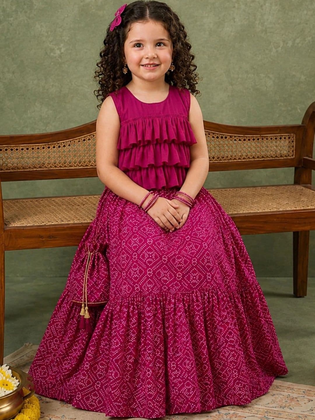 Sangria Girls Embellished Ready to Wear Lehenga & thumbnail 5
