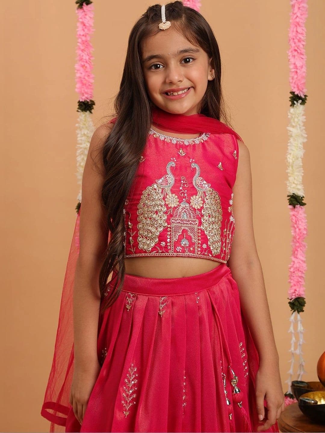 Tiny Kingdom Girls Embroidered Thread Work Ready to Wear Lehenga & Blouse With Dupatta thumbnail 2