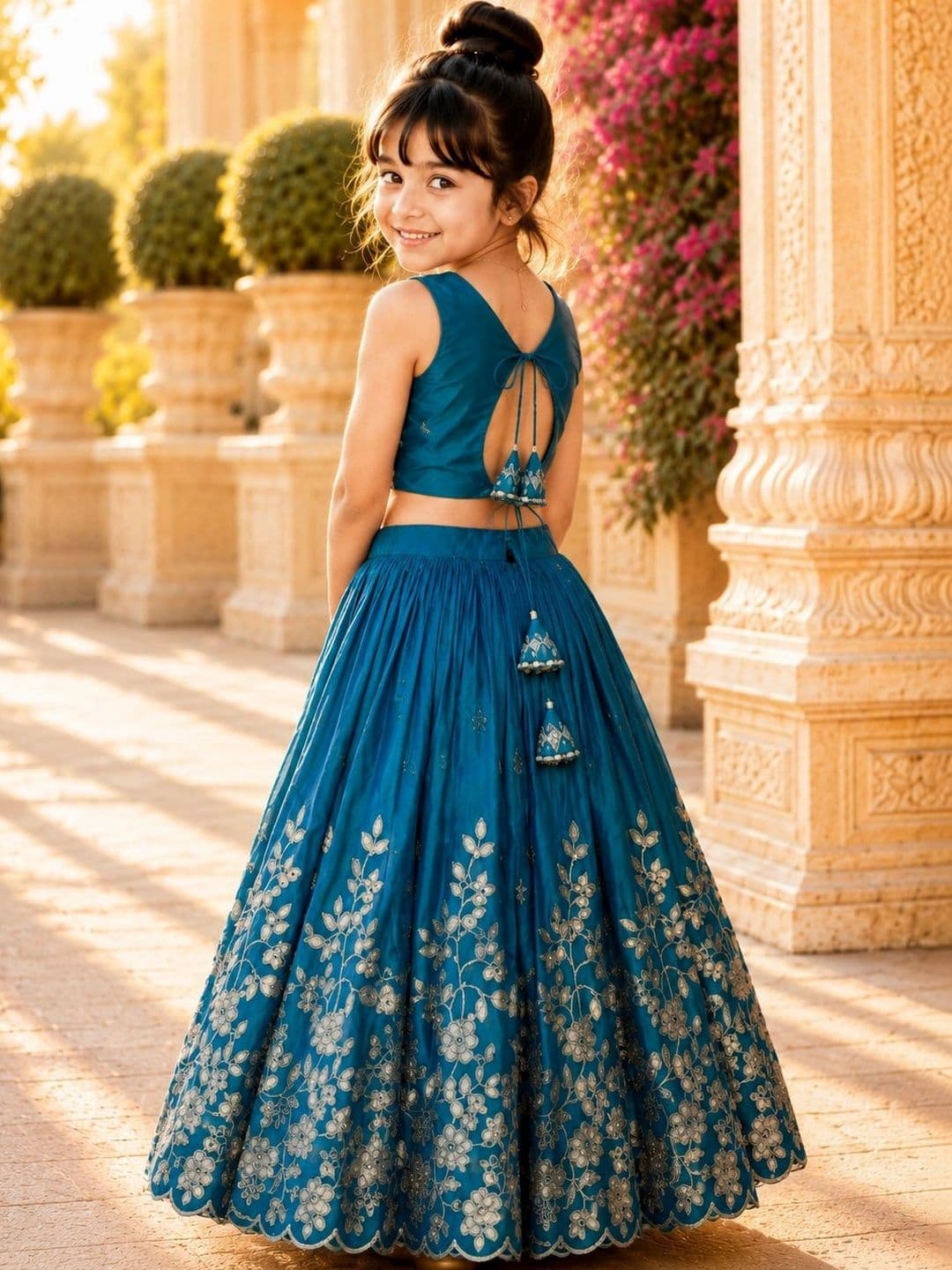 Sangria Girls Embroidered Thread Work Ready to Wear Lehenga & Choli thumbnail 3