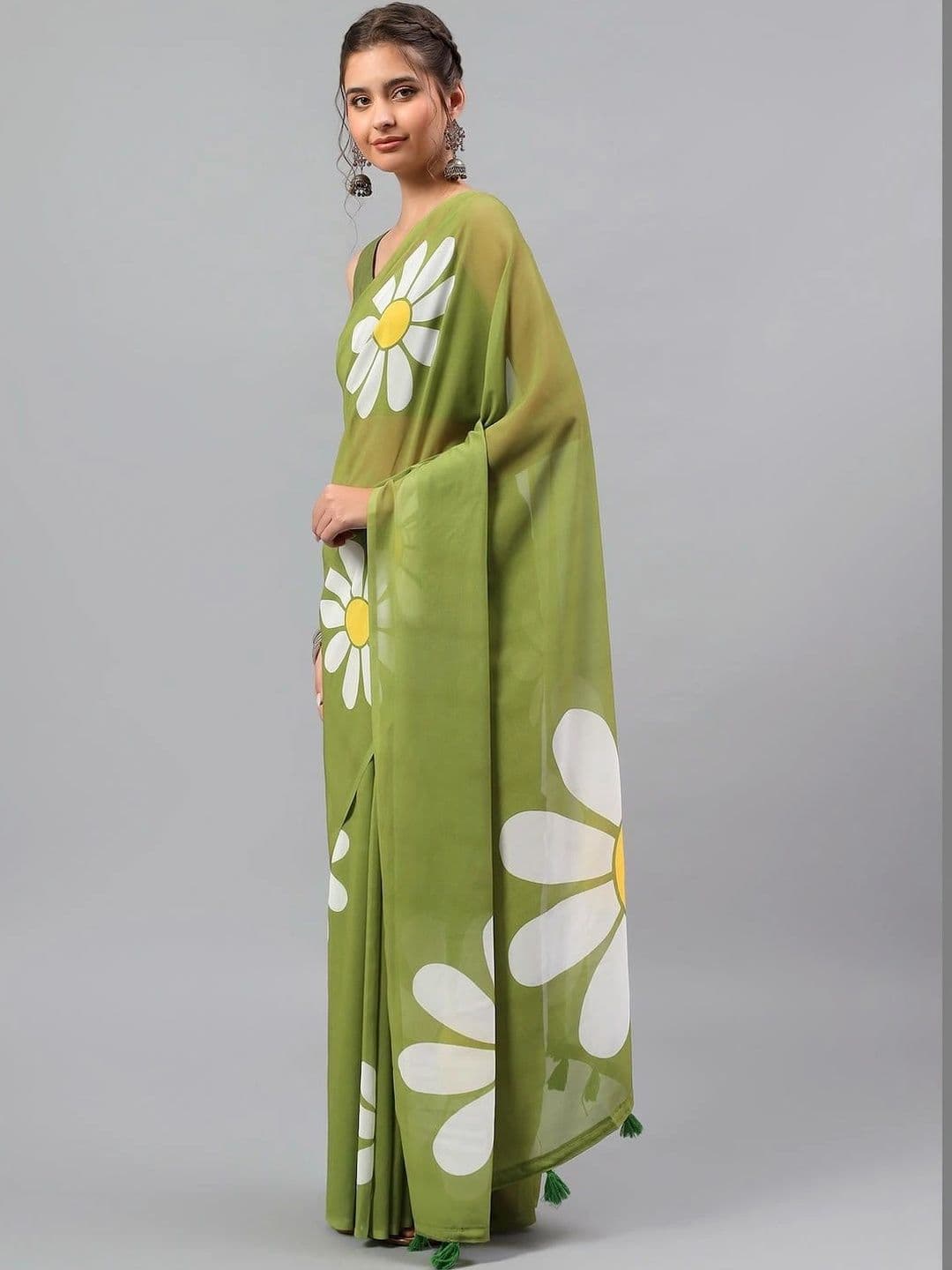 Pixie lane Floral Pure Georgette Saree thumbnail 5