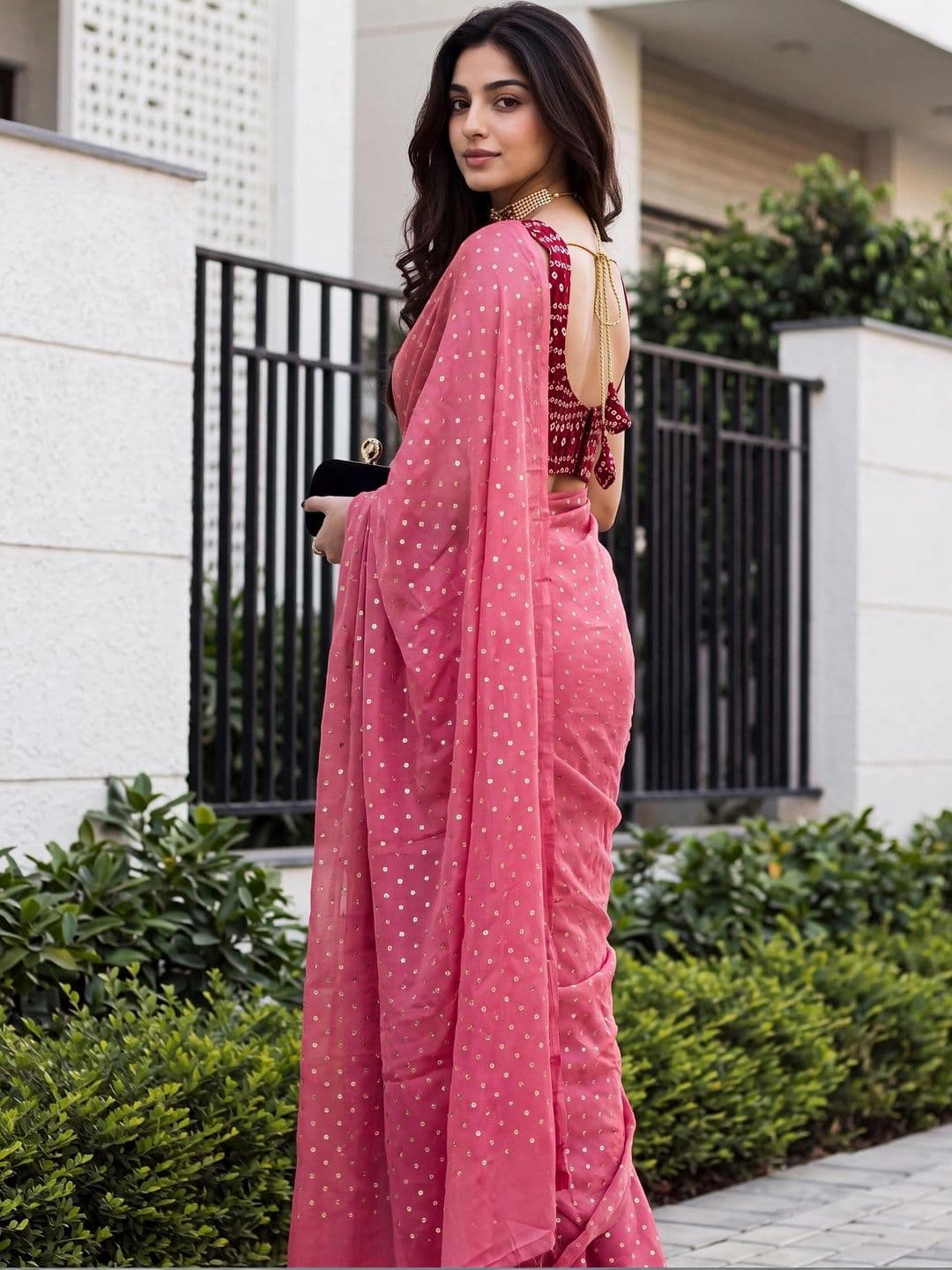 Looootnest Embroidered Pure Georgette Saree thumbnail 6