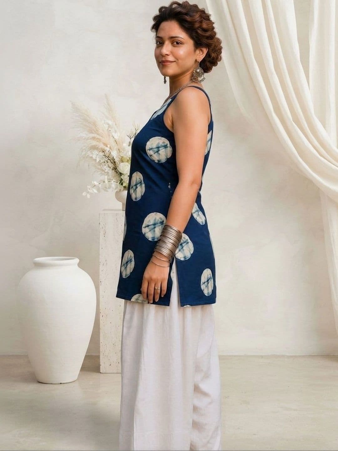 HERE&NOW Women Printed Regular Pure Cotton Kurta with Salwar thumbnail 2