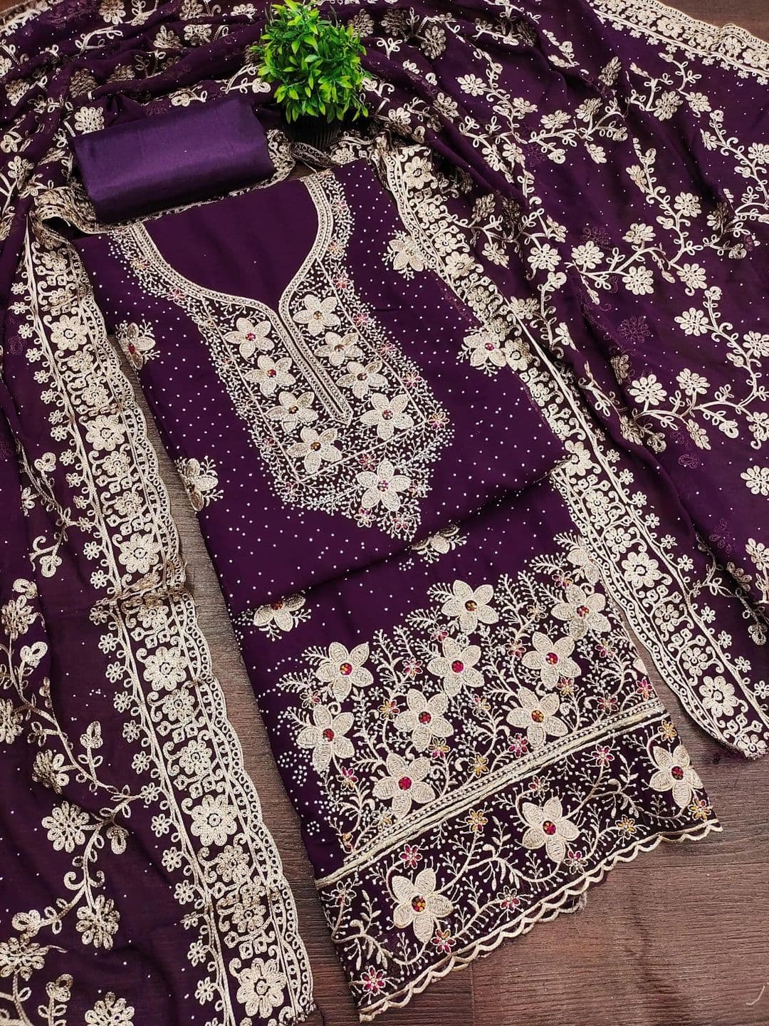 FASHCON Embroidered Unstitched Dress Material thumbnail 2