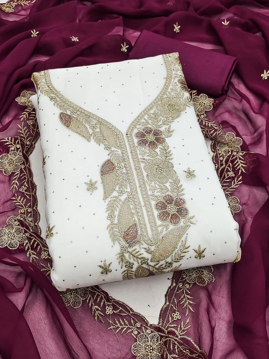 TAVAS Embroidered Unstitched Dress Material - view 1