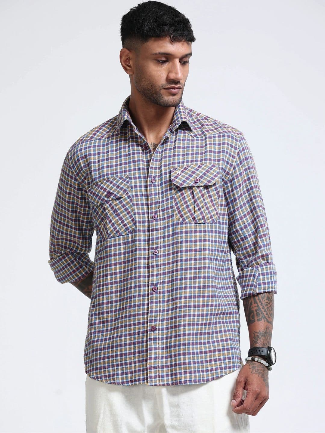 FashionDistrict Men Comfort Sheer Checked Casual Shirt thumbnail 3