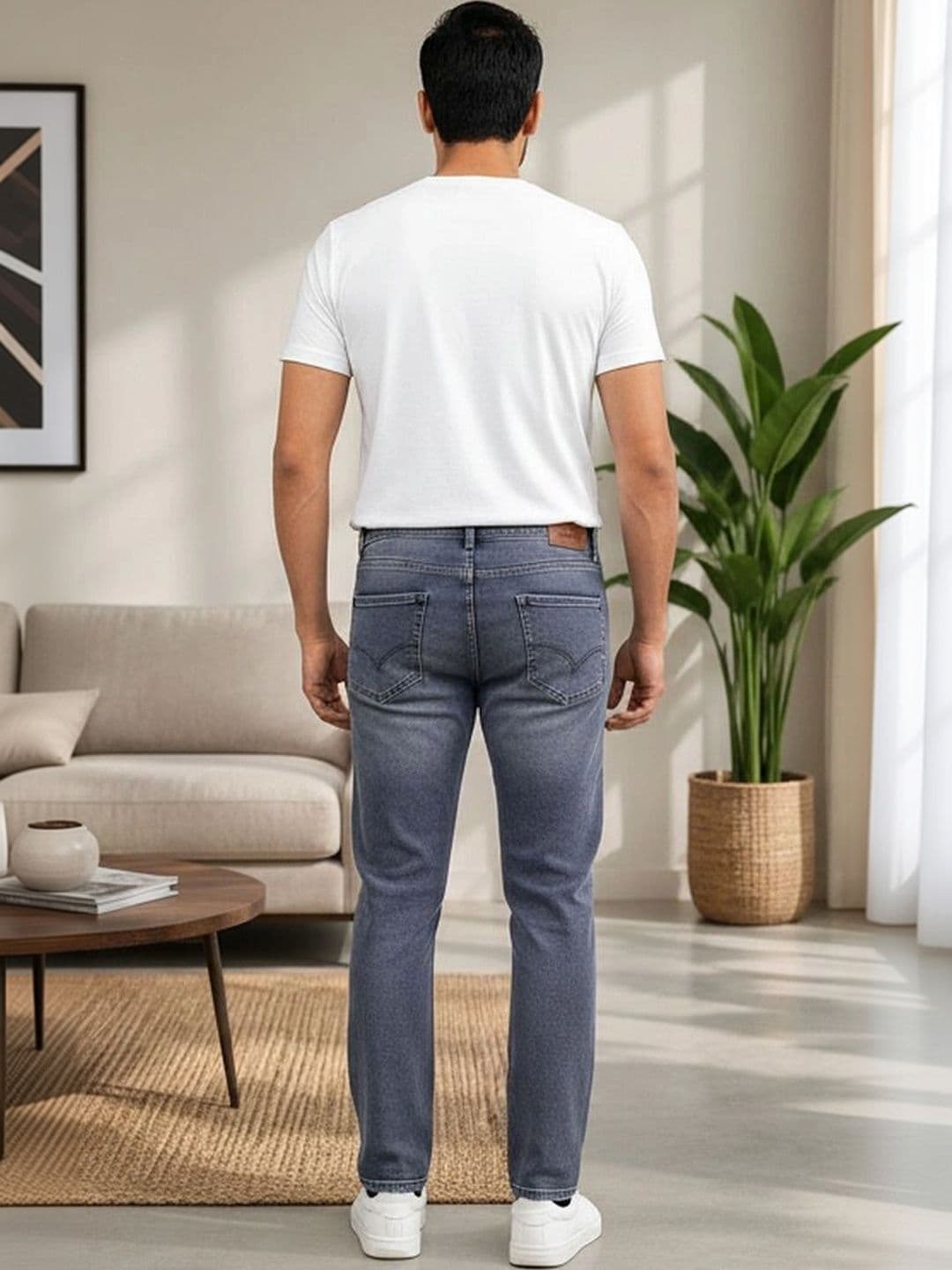 Global Jeans Men Regular Fit Mid-Rise Low Distress Jeans thumbnail 2