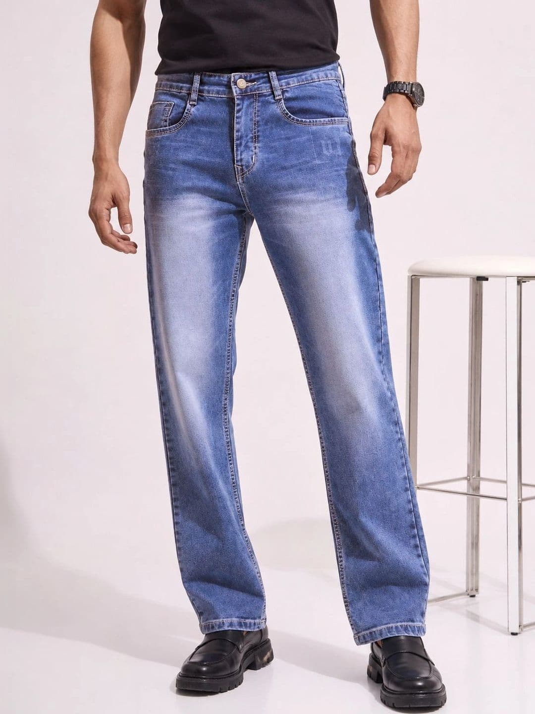 GEX Men Jean Regular Fit Mid-Rise Low Distress Stretchable Jeans - view 1