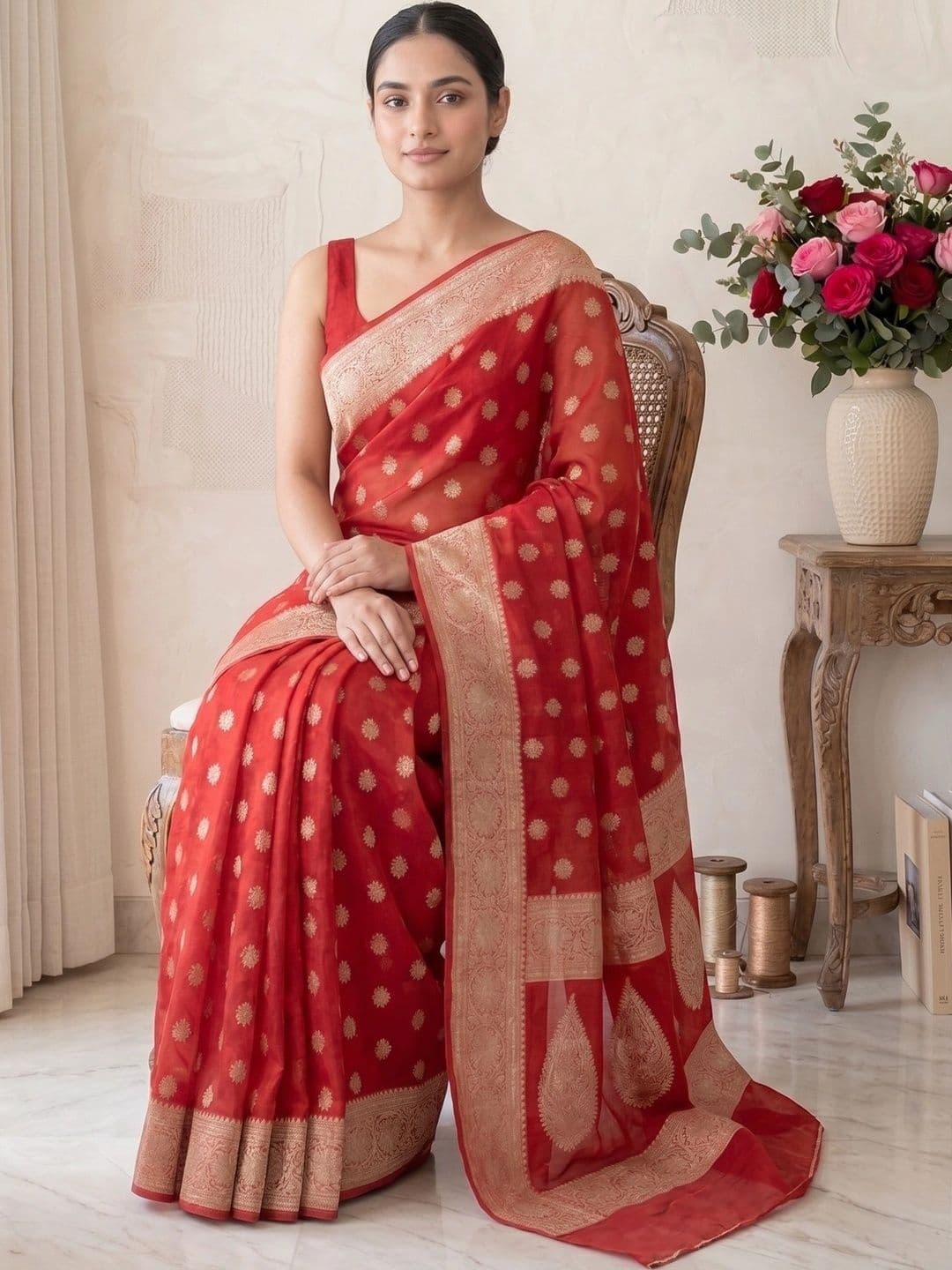 RUTVA FASHION Woven Design Zari Art Silk Banarasi Saree thumbnail 2