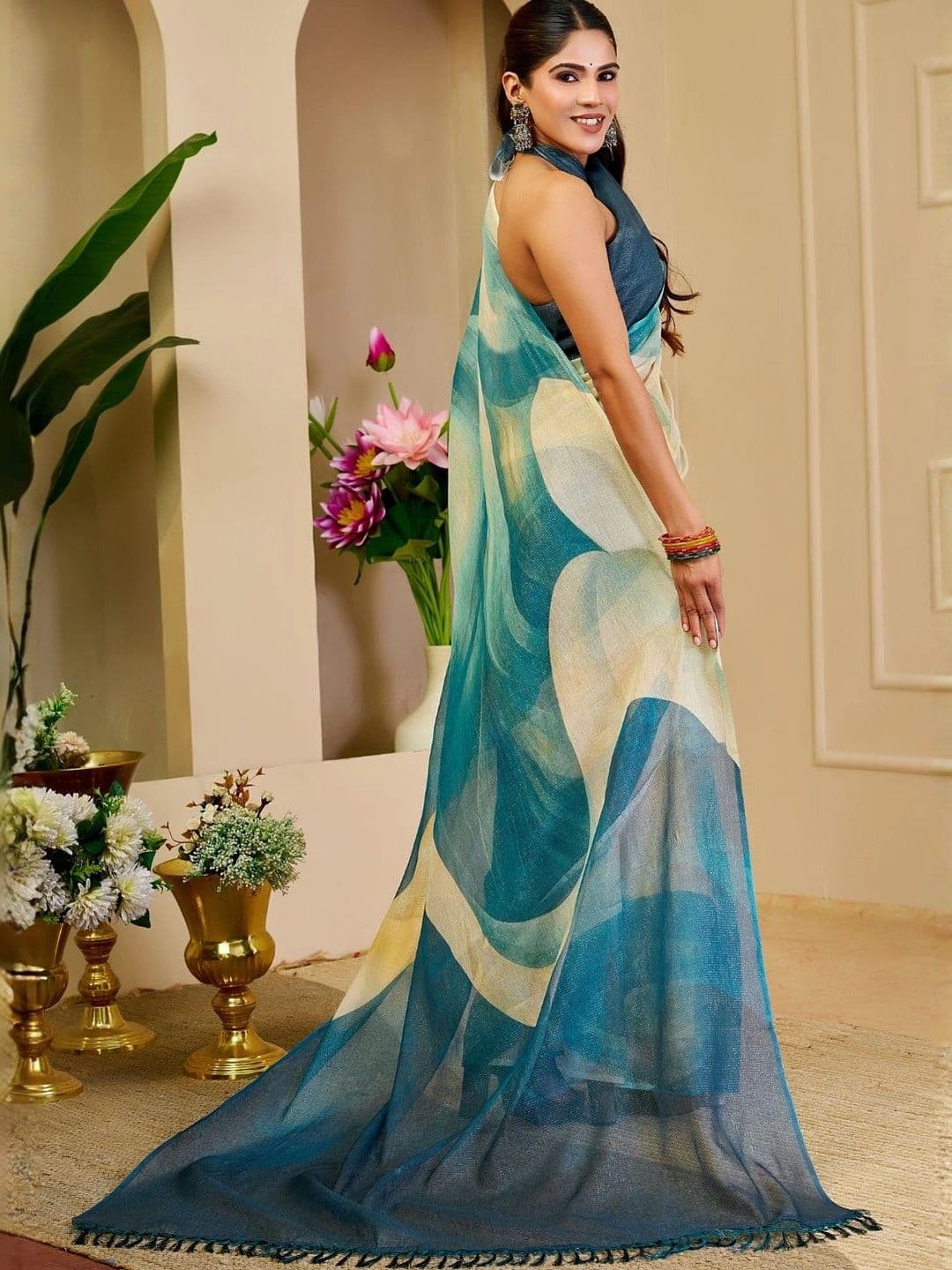 Mitera Tissue Designer Saree thumbnail 3