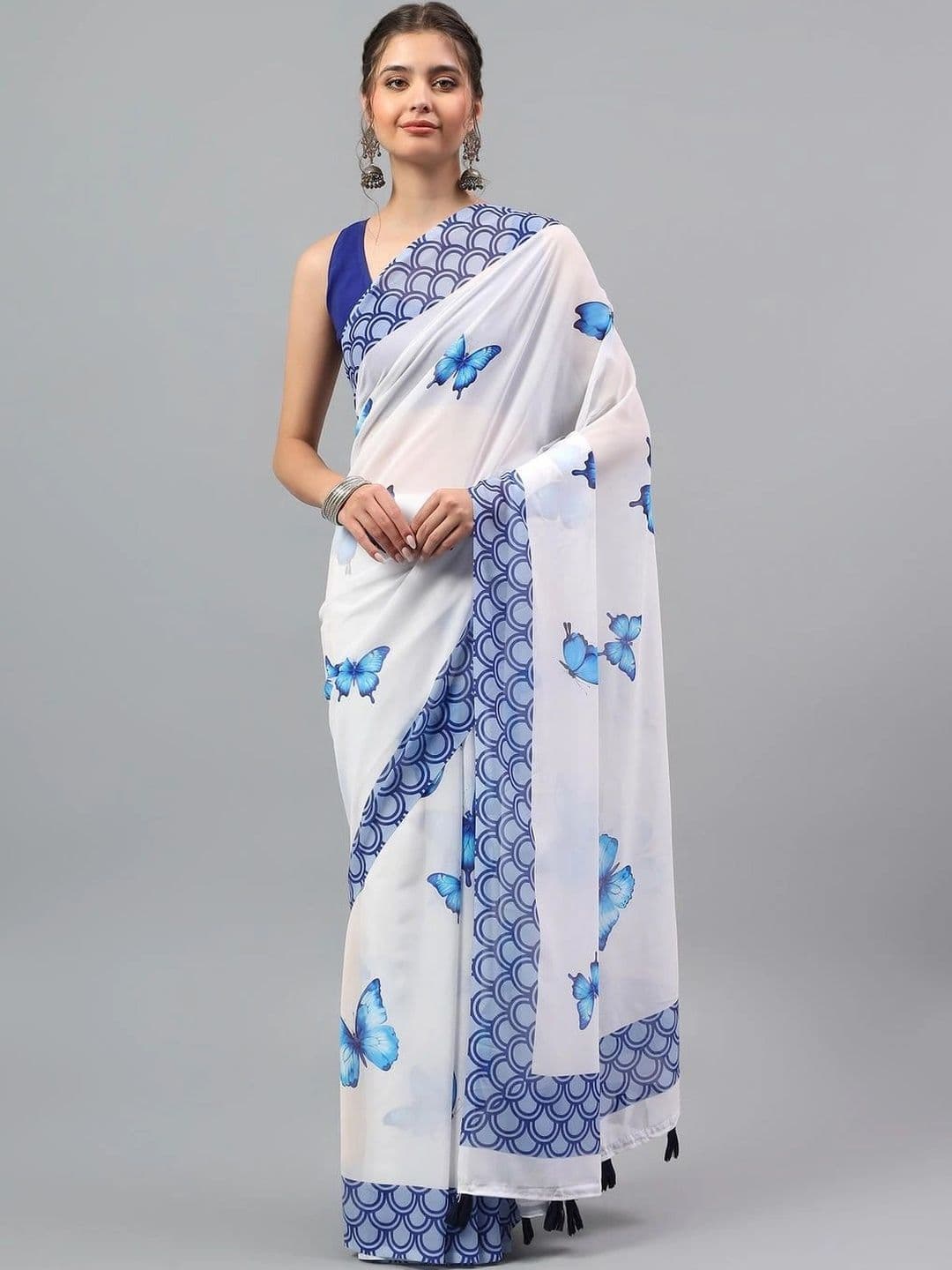 Pixie lane Floral Pure Georgette Saree thumbnail 6