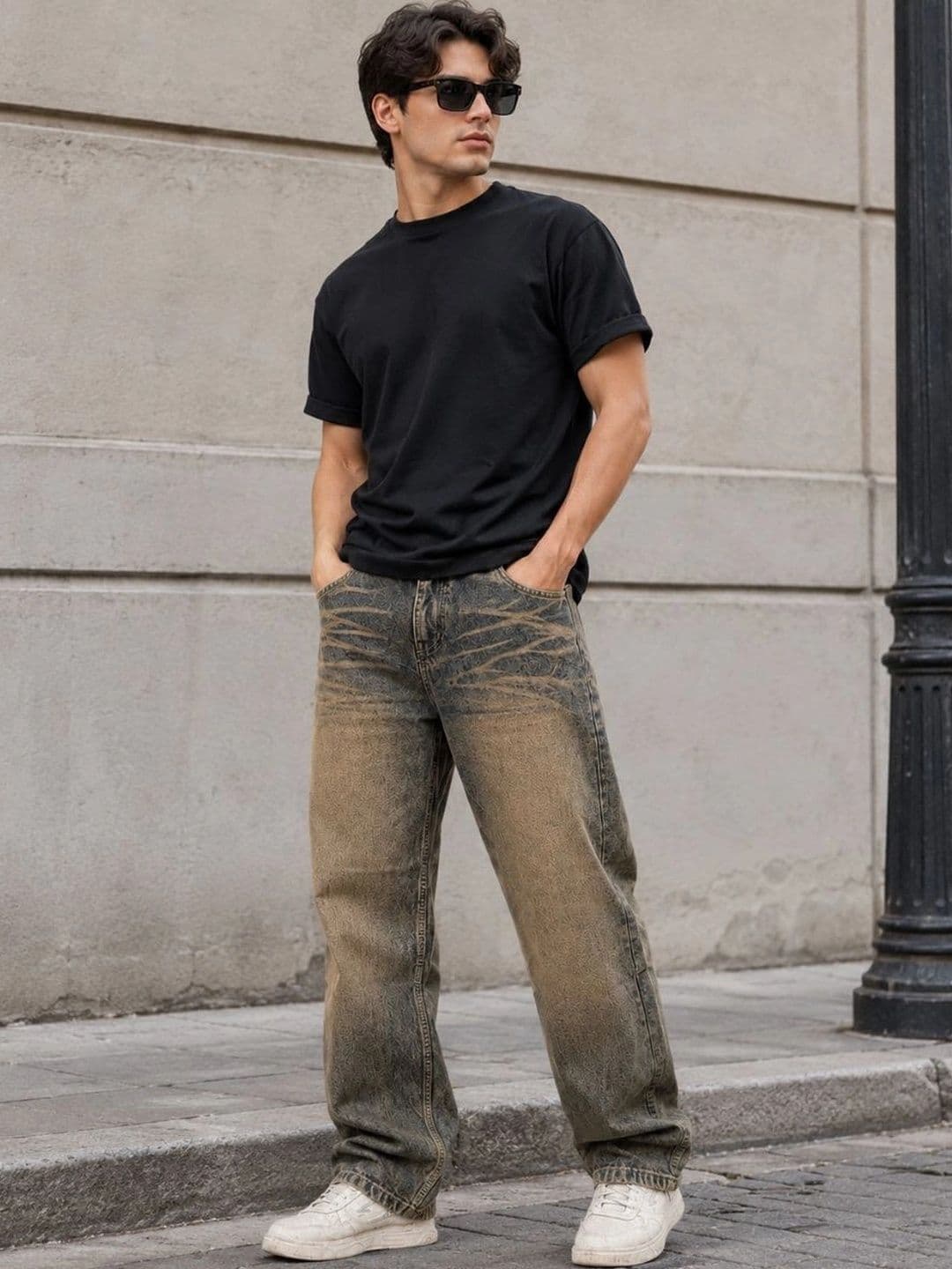 MQ Denim Men Straight Fit Mid-Rise Low Distress Light Fade Jeans thumbnail 6