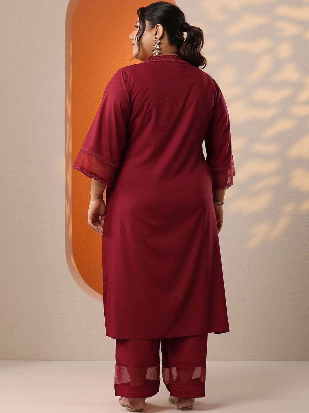 EXTRA LOVE BY LIBAS Plus Size Women Regular Thread Work Kurta with Trousers thumbnail 5