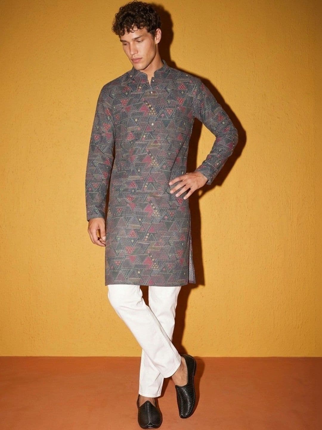 DRIP CHOWK Men Geometric Printed Kurta thumbnail 3