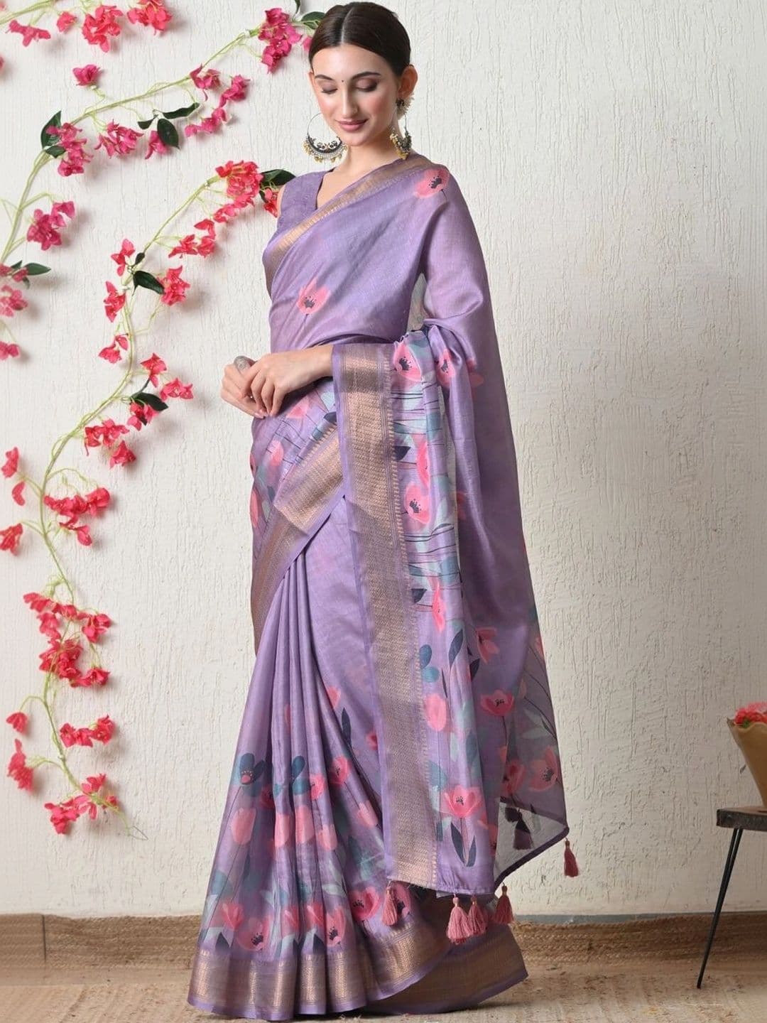 KALINI Floral Silk Cotton Saree thumbnail 7
