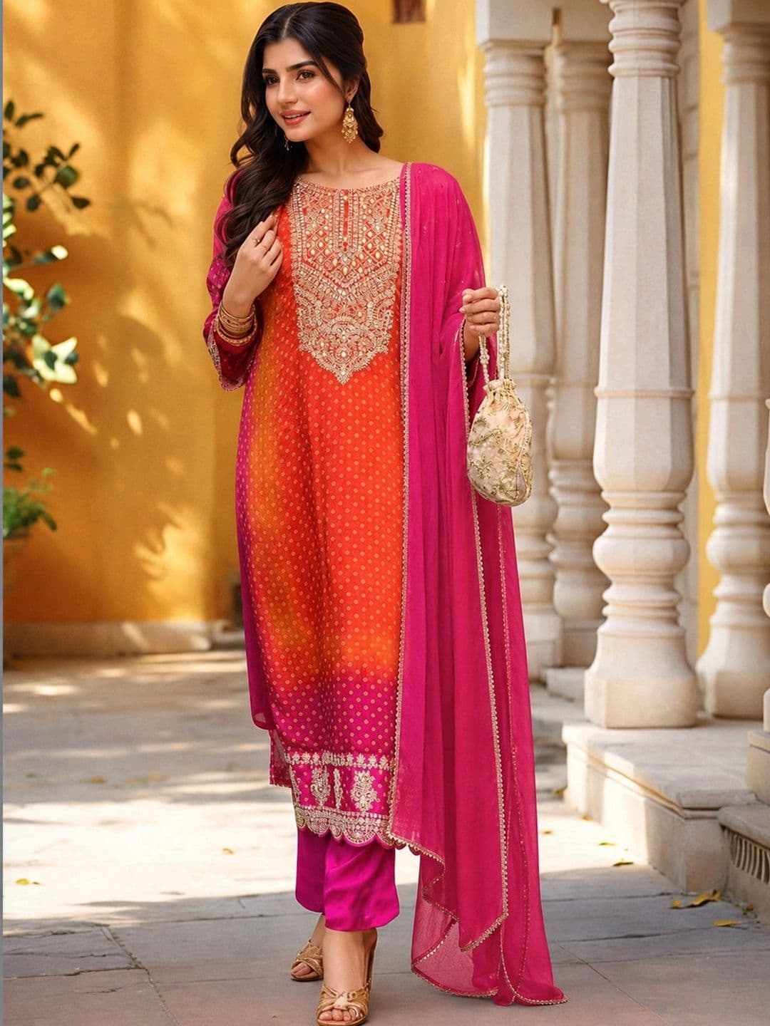 Aaghnya Women Woven Design Woven Design Kurta with Trousers & Dupatta thumbnail 3