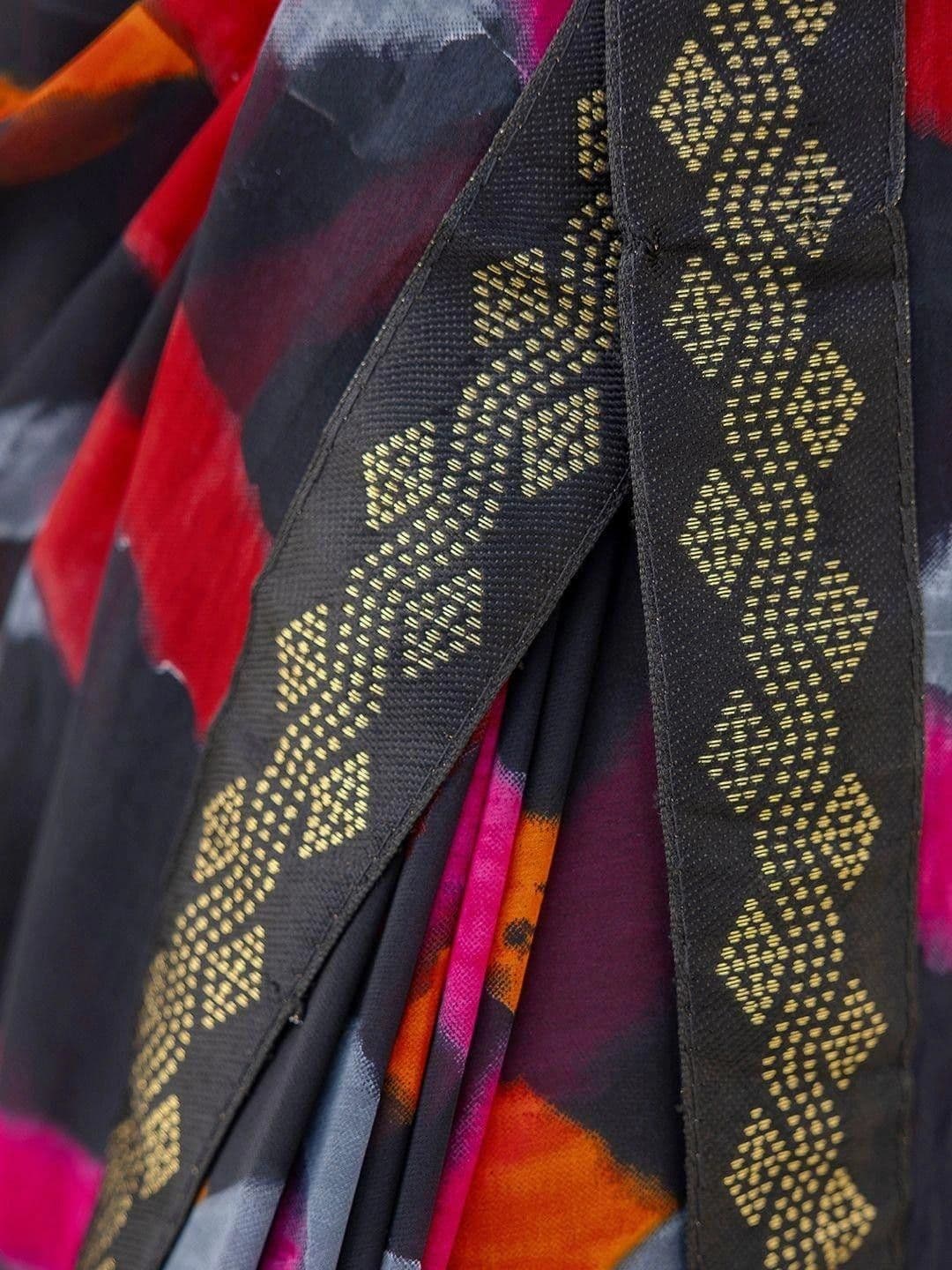 SANISA Striped Pure Georgette Saree thumbnail 6