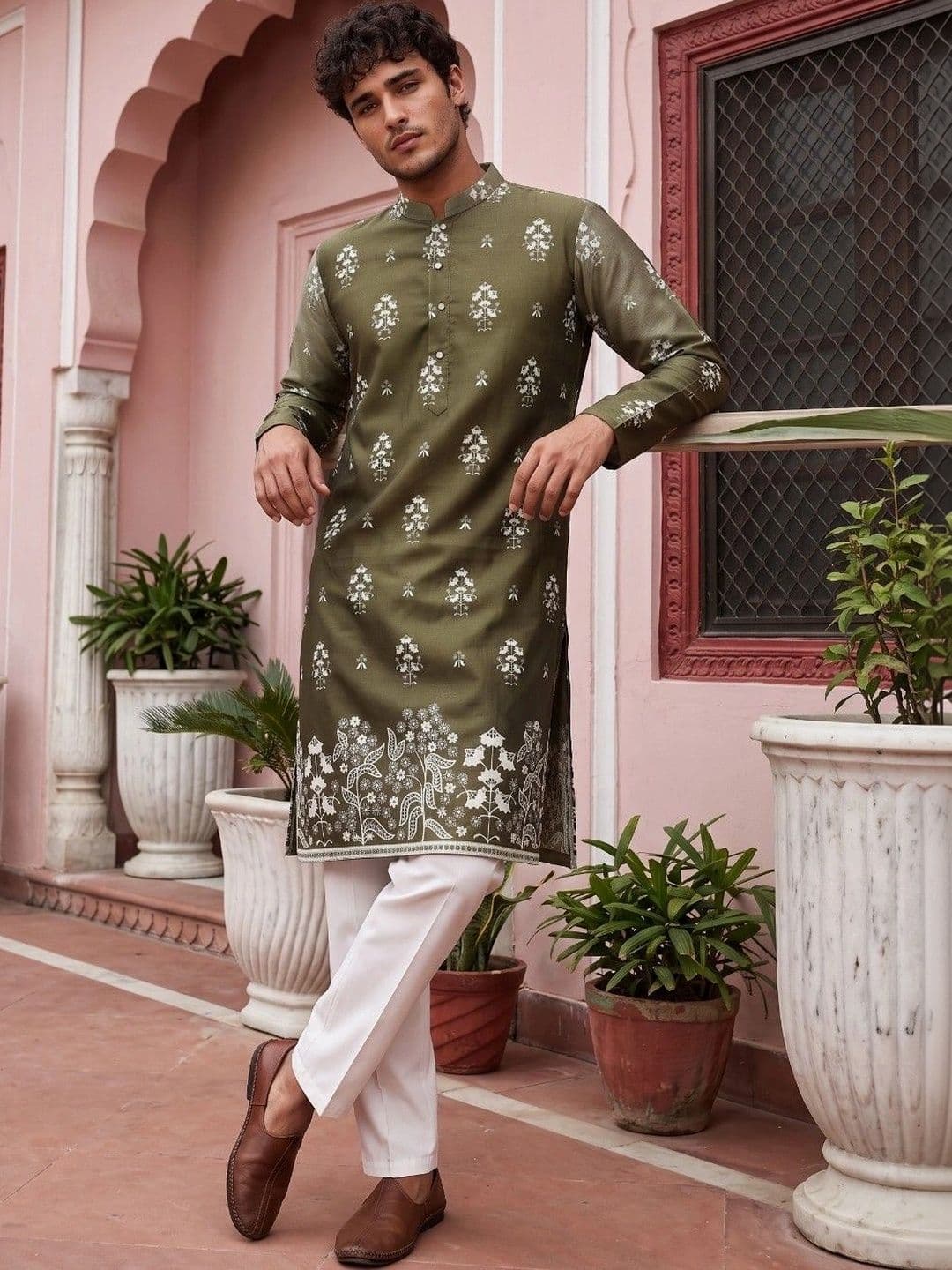 DRIP CHOWK Men Floral Printed Floral Kurta thumbnail 3