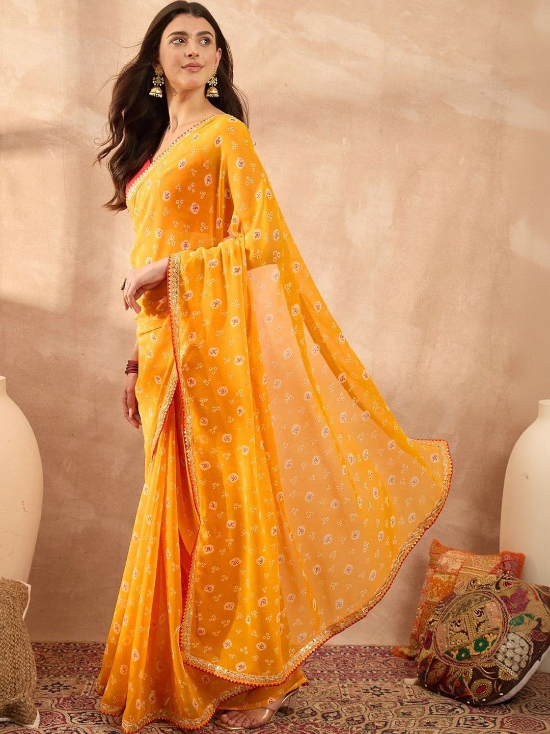 Sangria Bandhani Poly Georgette Designer Bandhani Saree thumbnail 3