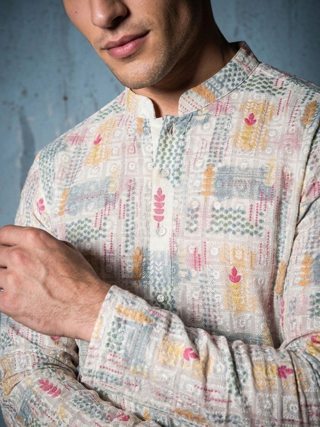DRIP CHOWK Men Ethnic Motifs Embroidered Thread Work Kurta thumbnail 4