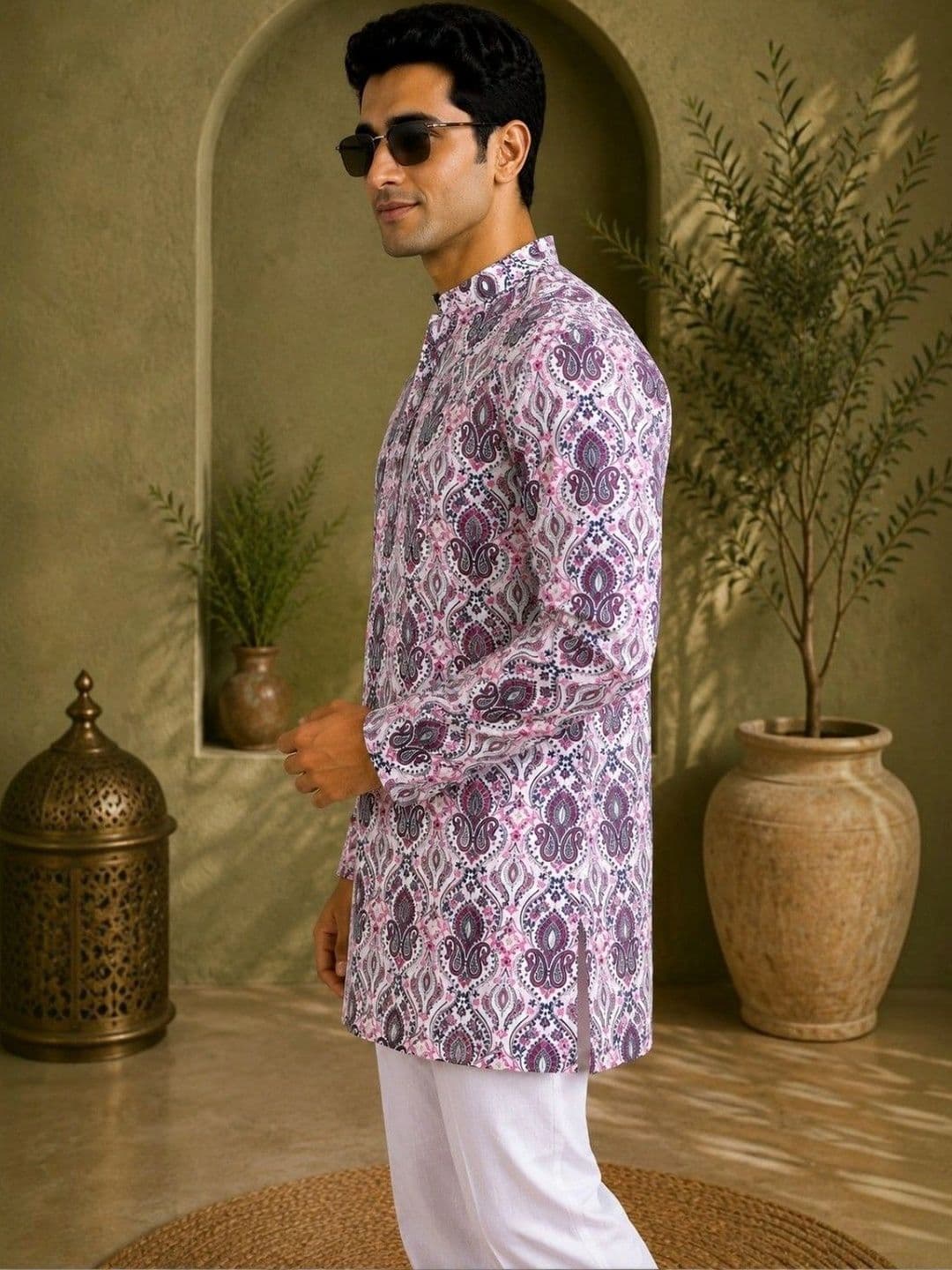 TATTVA Printed Thread Work Mandarin Collar Short Kurta thumbnail 2